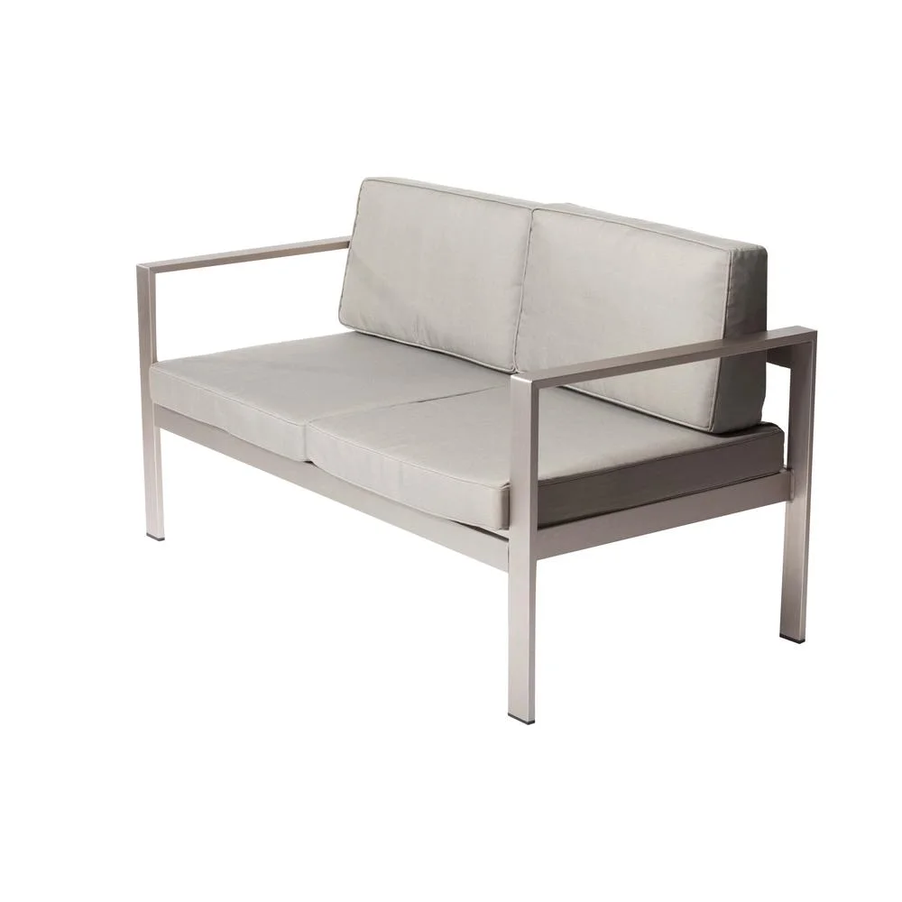 Pangea Home Karen Modern Aluminum Outdoor Sofa in Gray Taupe