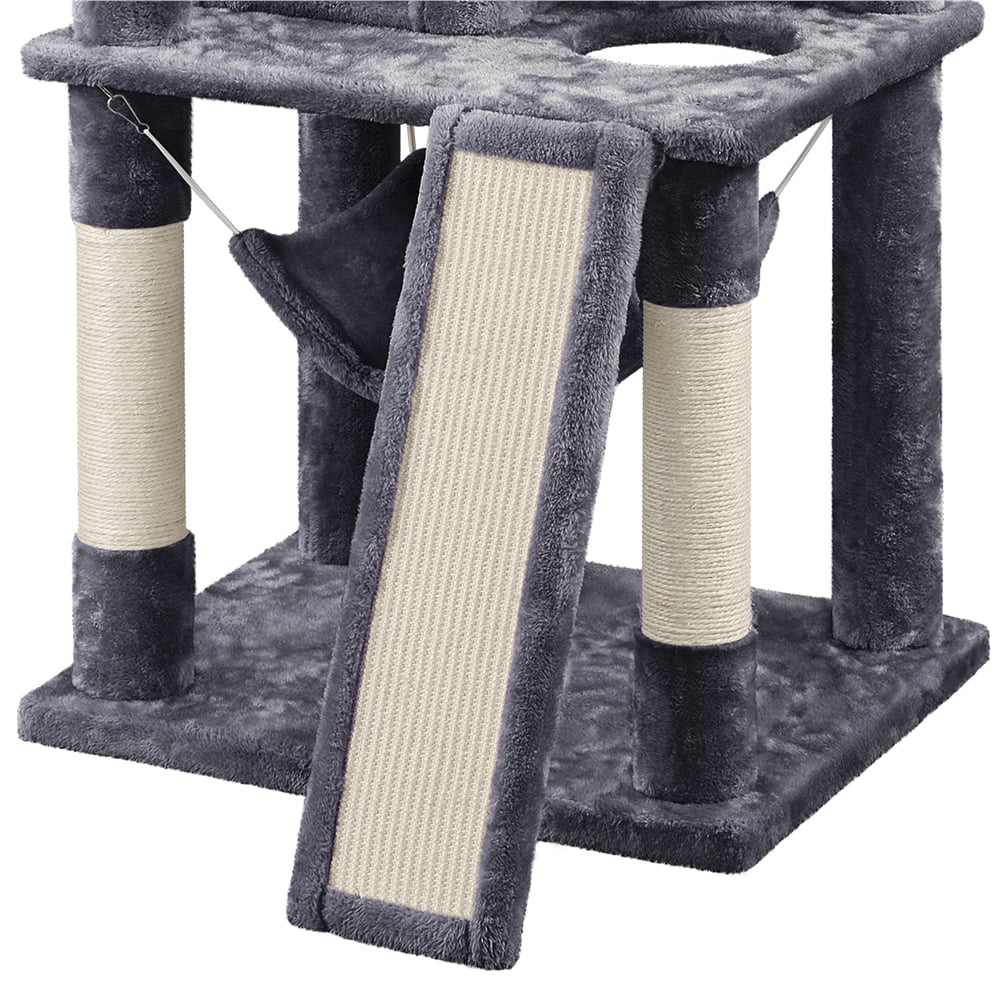 Topeakmart 60.5-in Multilevel Cat Tree Condo Scratching Posts with Hammock Top Perch, Dark Gray