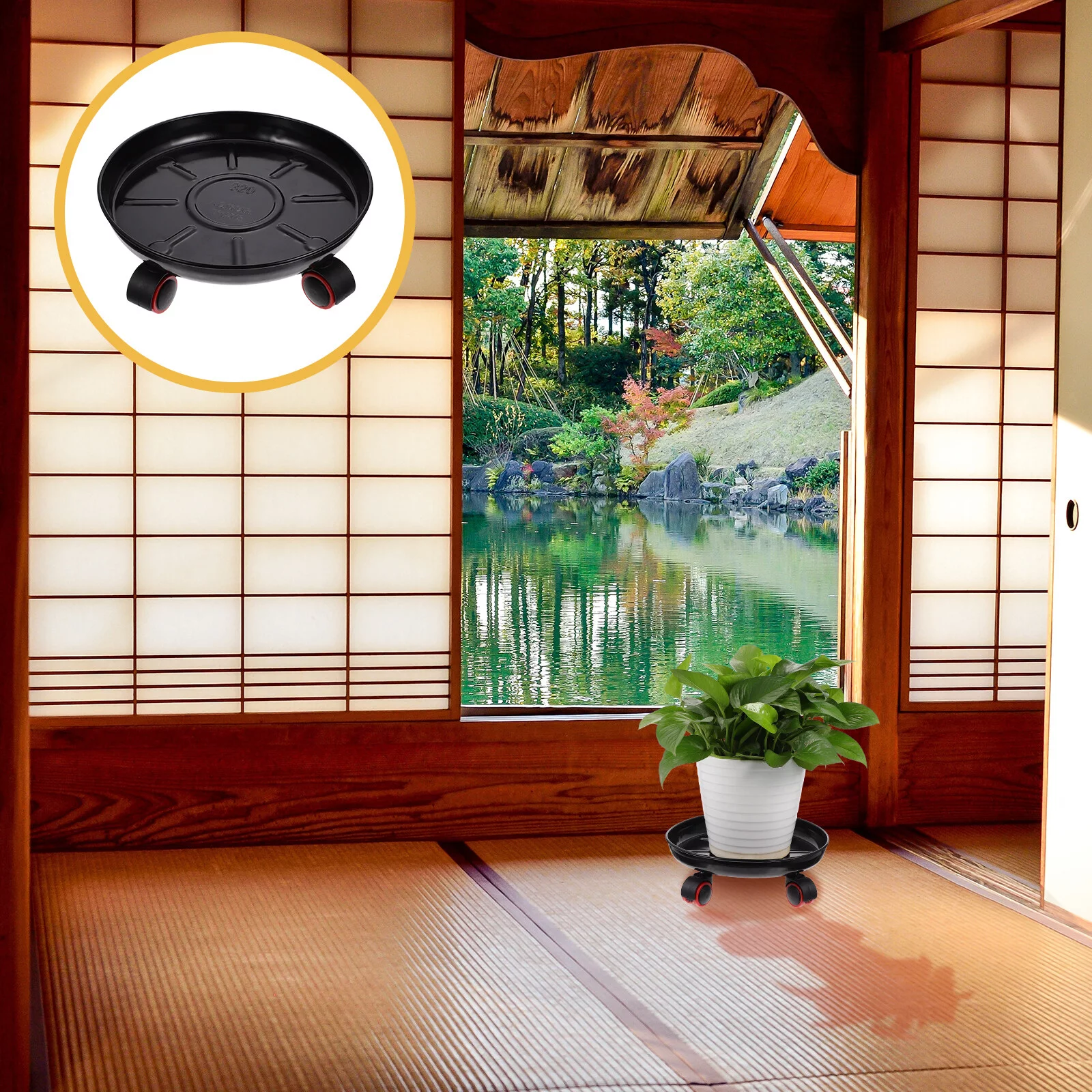 Guichaokj Pulley Flower Pot Holder Planter Base Flower Pot Mover Plant Stand with Wheels