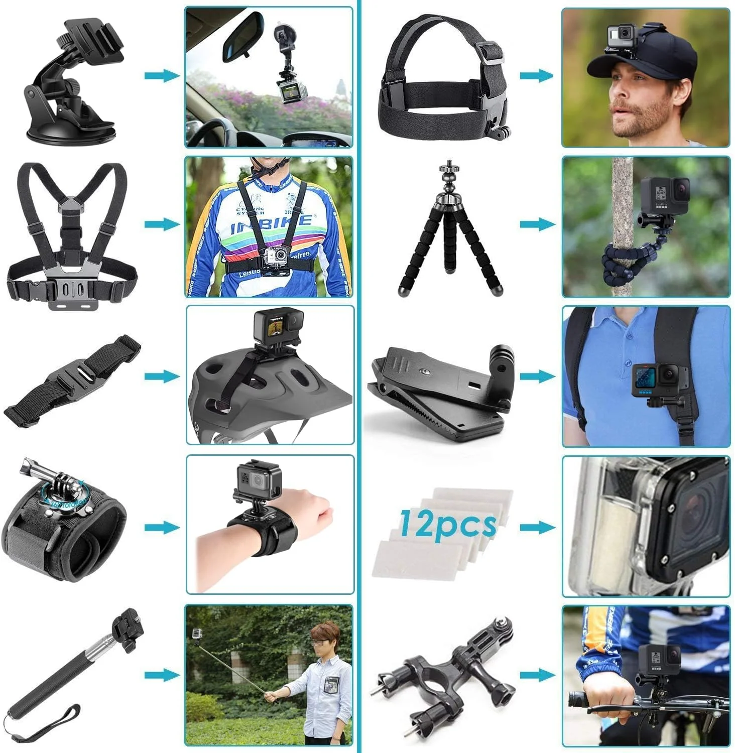 GoPro HERO10 Black Action Camera Bundle - Includes: Dual Battery Charger, Extra Battery (2 total batteries), Compact Case and 64GB MicroSD