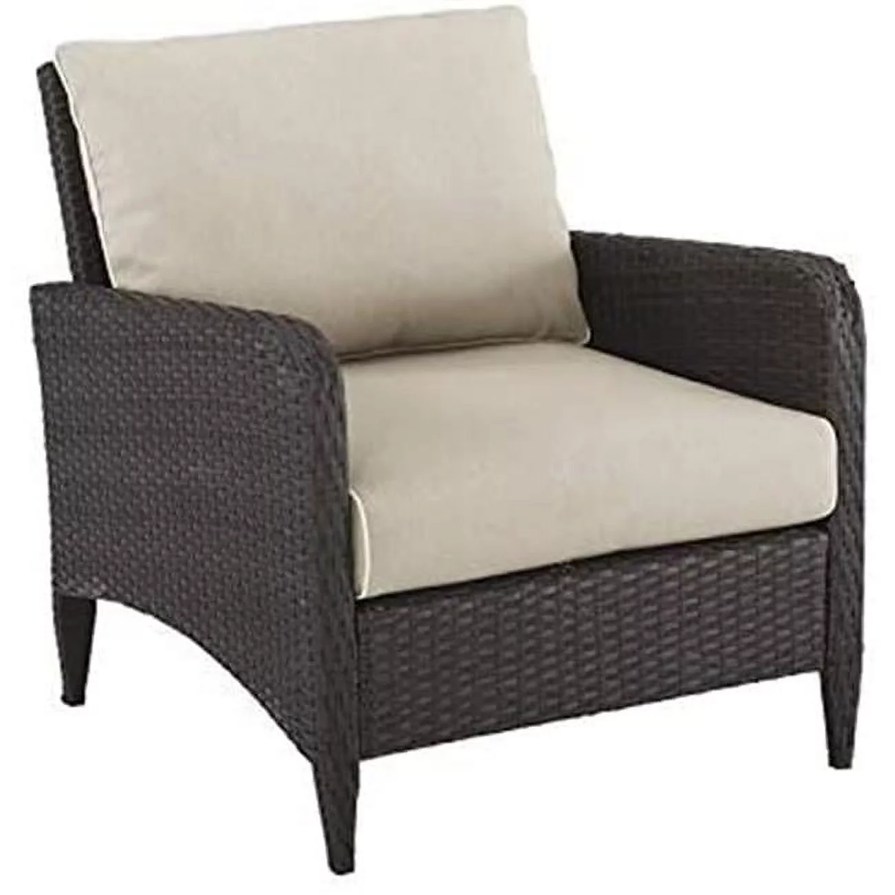 Crosley Brands  Kiawah Outdoor Wicker Arm Chair - Sand & Brown