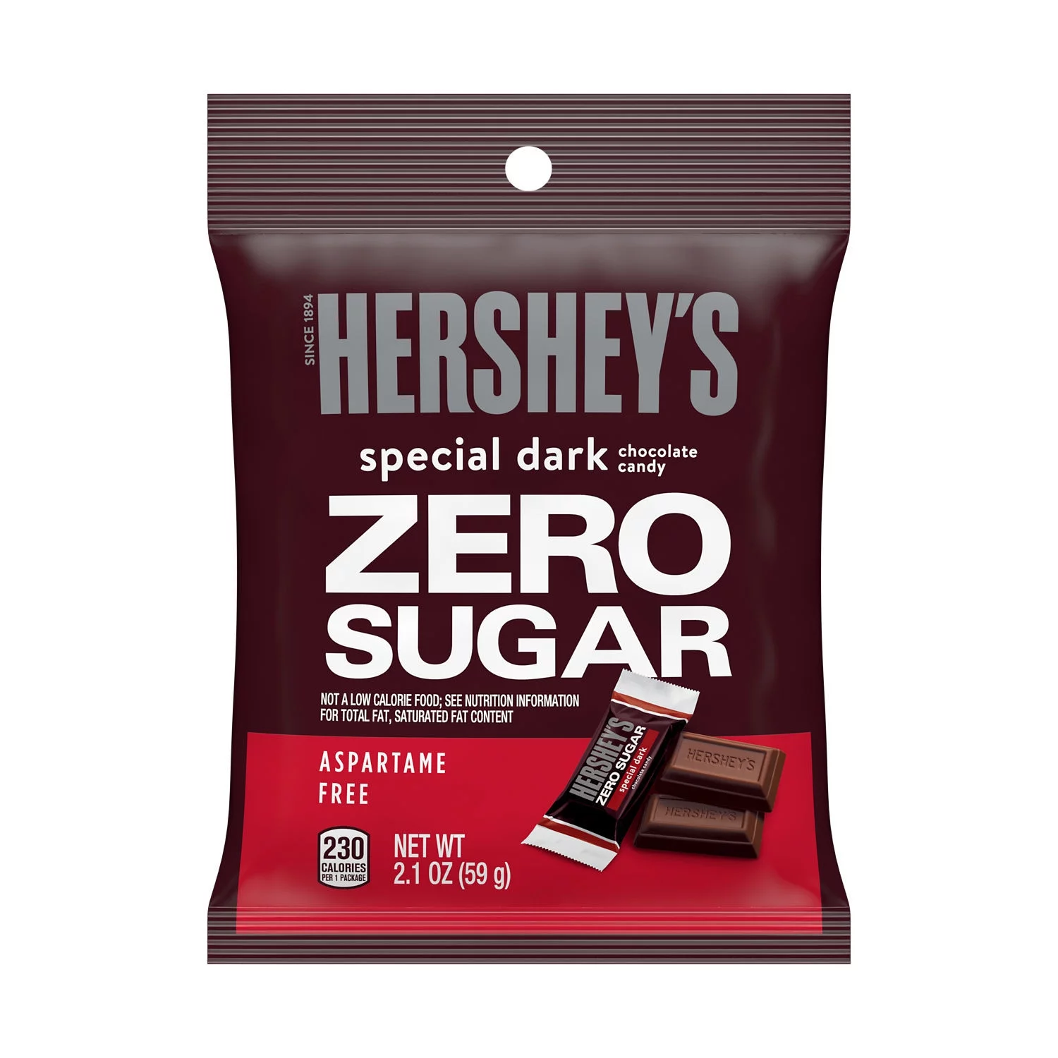 Hershey's Special Dark Zero Sugar Chocolate Candy, Bag 2.1 oz