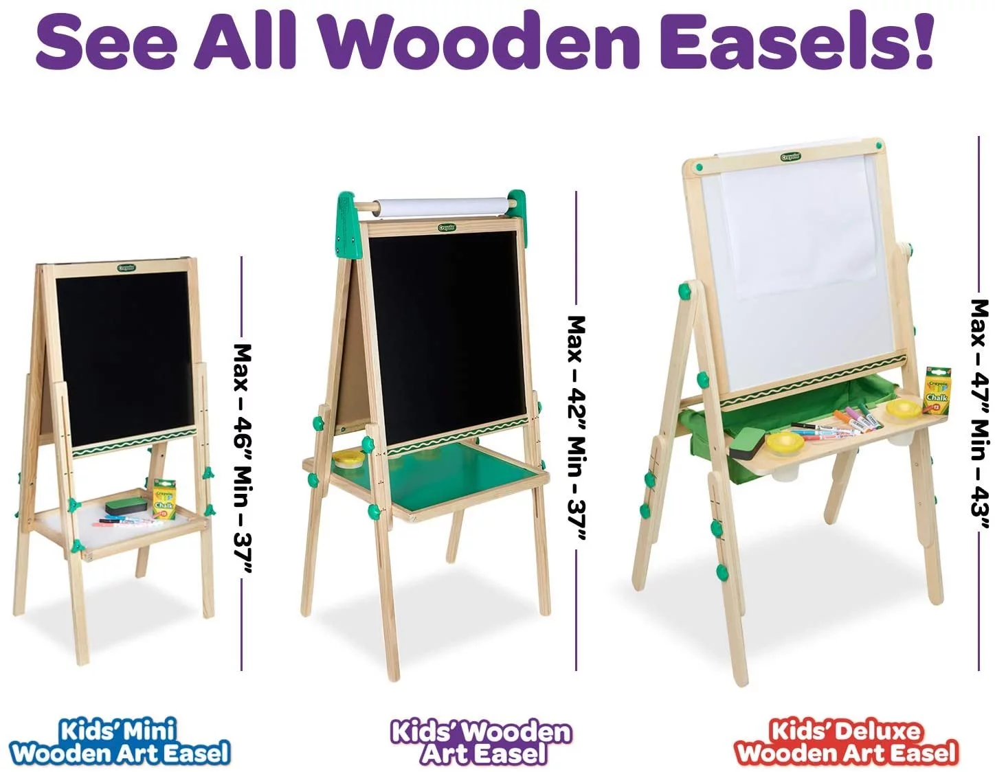 Crayola Kids' Dual-Sided Wooden Art Easel, Beginner Child