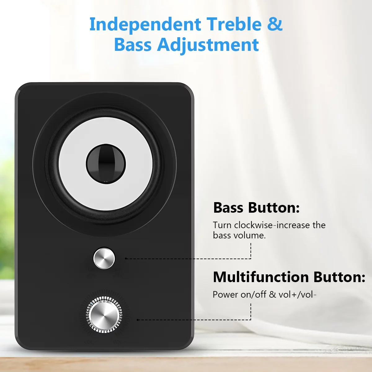 Marboo Wired Computer Speakers with Subwoofer 2.1 for Desktop, Laptop, USB Powered and 3.5mm-Aux