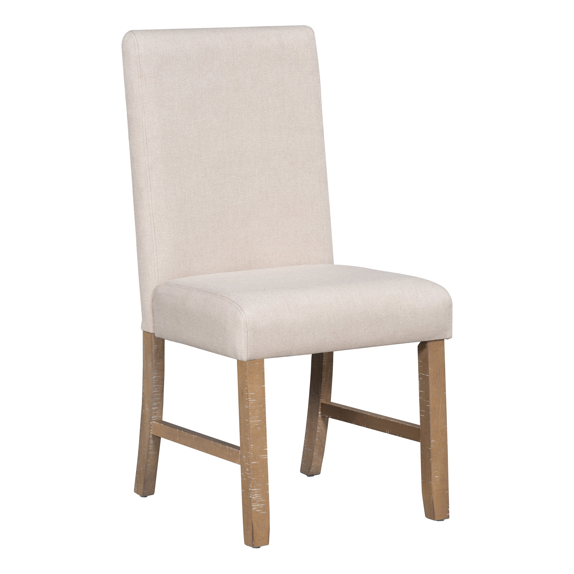 TREXM 5-Piece Retro Dining Set with Extendable Round Table, Removable Middle Leaf, and 4 Upholstered Chairs - Natural Wood Wash