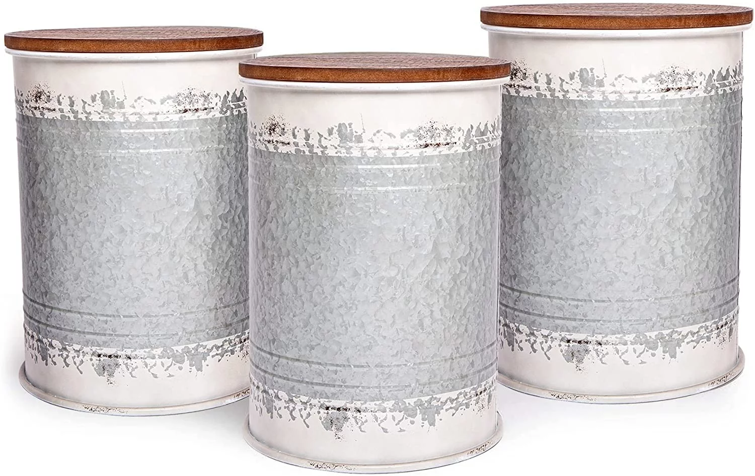 Hallops Farmhouse Accent Side Table - Galvanized Rustic End Table. Metal Storage Bin Wood