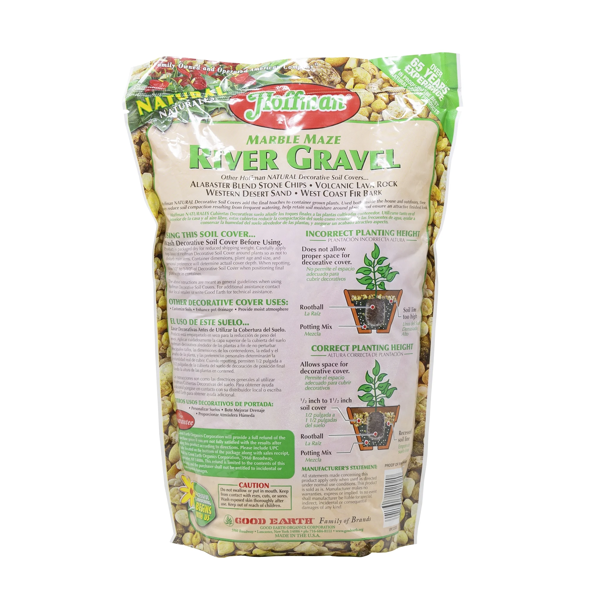 Hoffman Natural Marble Maze River Gravel Decorative Soil Cover, 2 Quarts