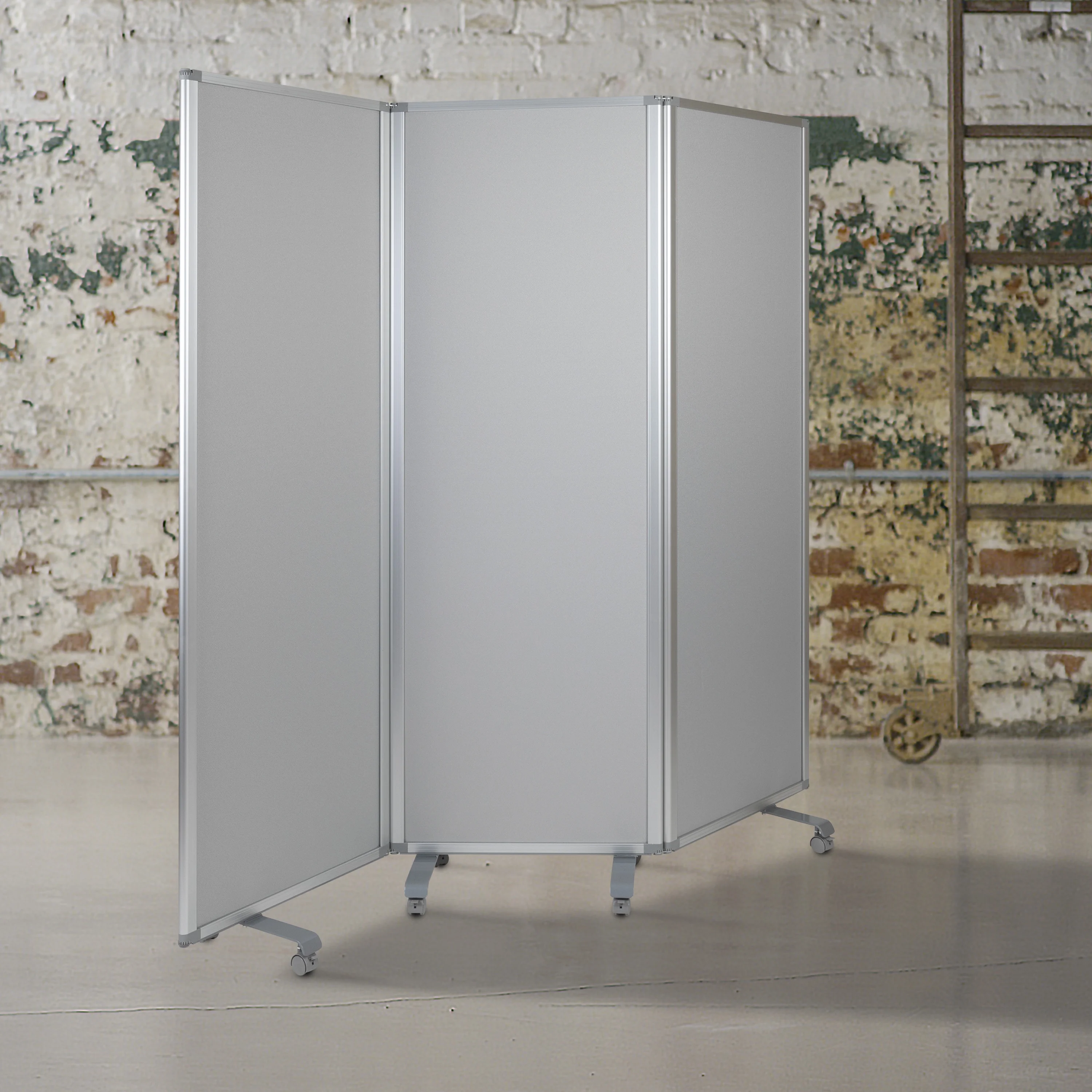 Flash Furniture Raisley Double Sided Mobile Magnetic Whiteboard/Cloth Partition with Lockable Casters, 72