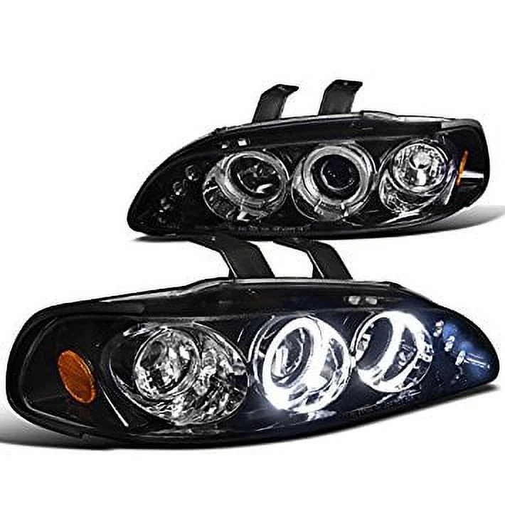 Spec-D Tuning 2LHP-CV923G-TM Honda Civic Dual Halo Led Glossy Black Projector Headlights