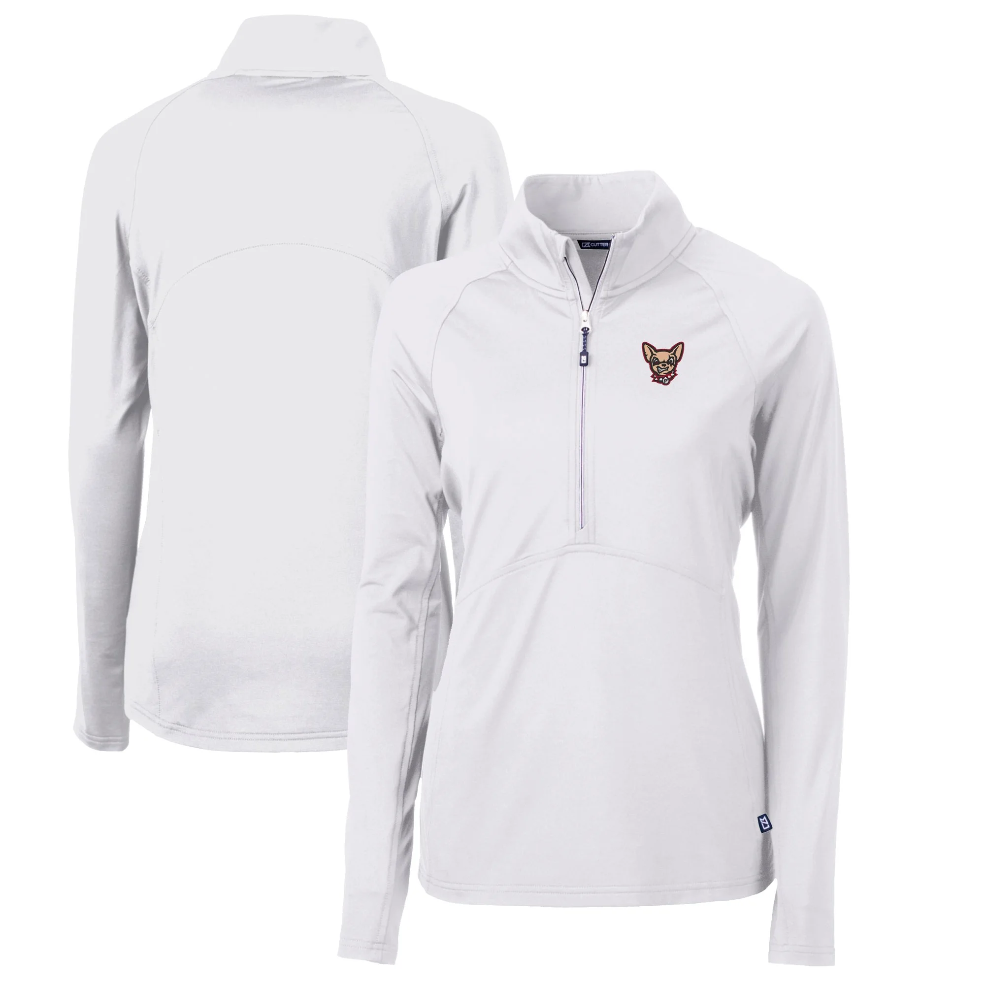 Women's Cutter & Buck White El Paso Chihuahuas Adapt Eco Knit Stretch Recycled Half-Zip Top
