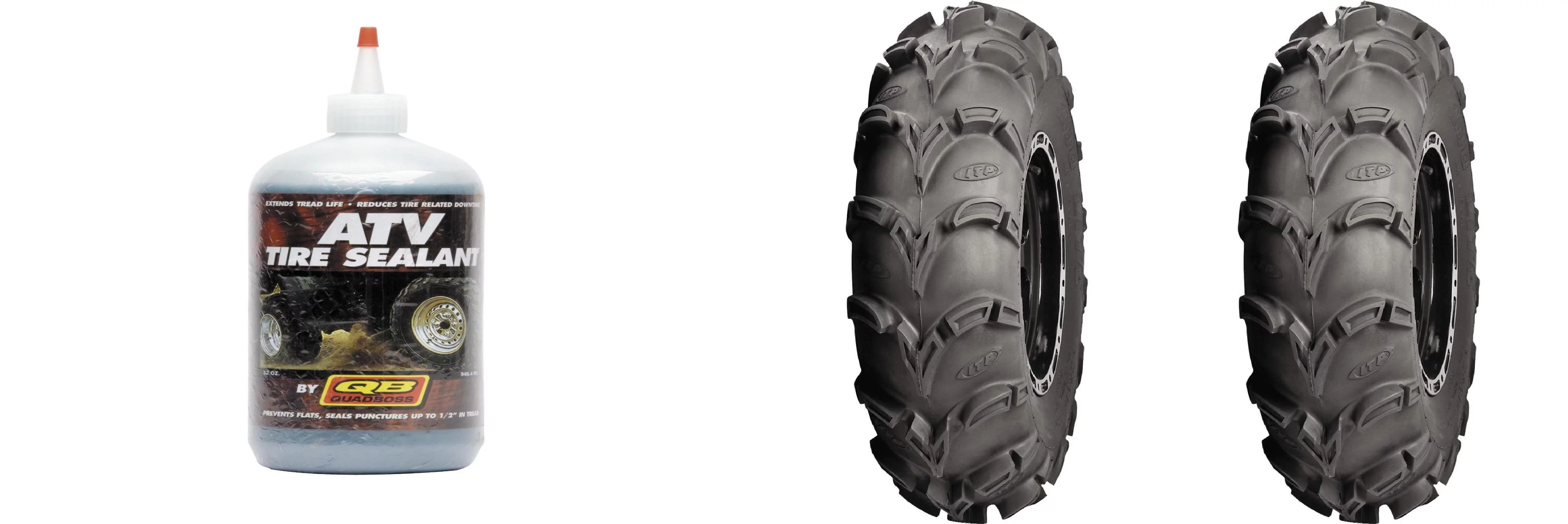 Set of 2 ITP Mud Lite XL Front/Rear Tires 26x10-12 6-ply with QUADBOSS Sealant