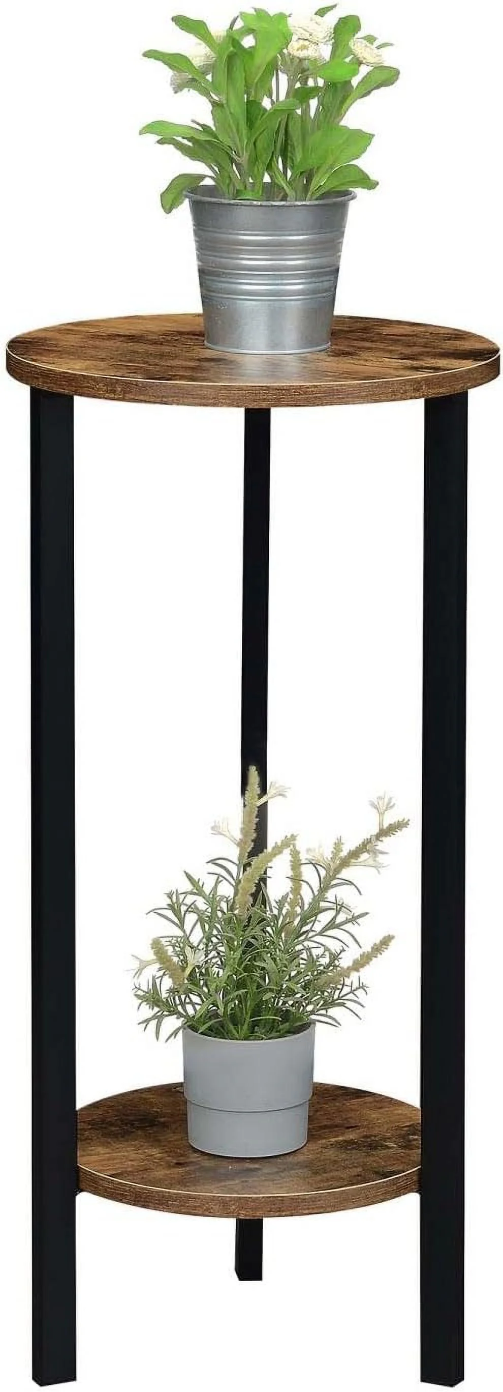 Graystone 31 Inch 2 Tier Plant Stand, Barnwood/Black