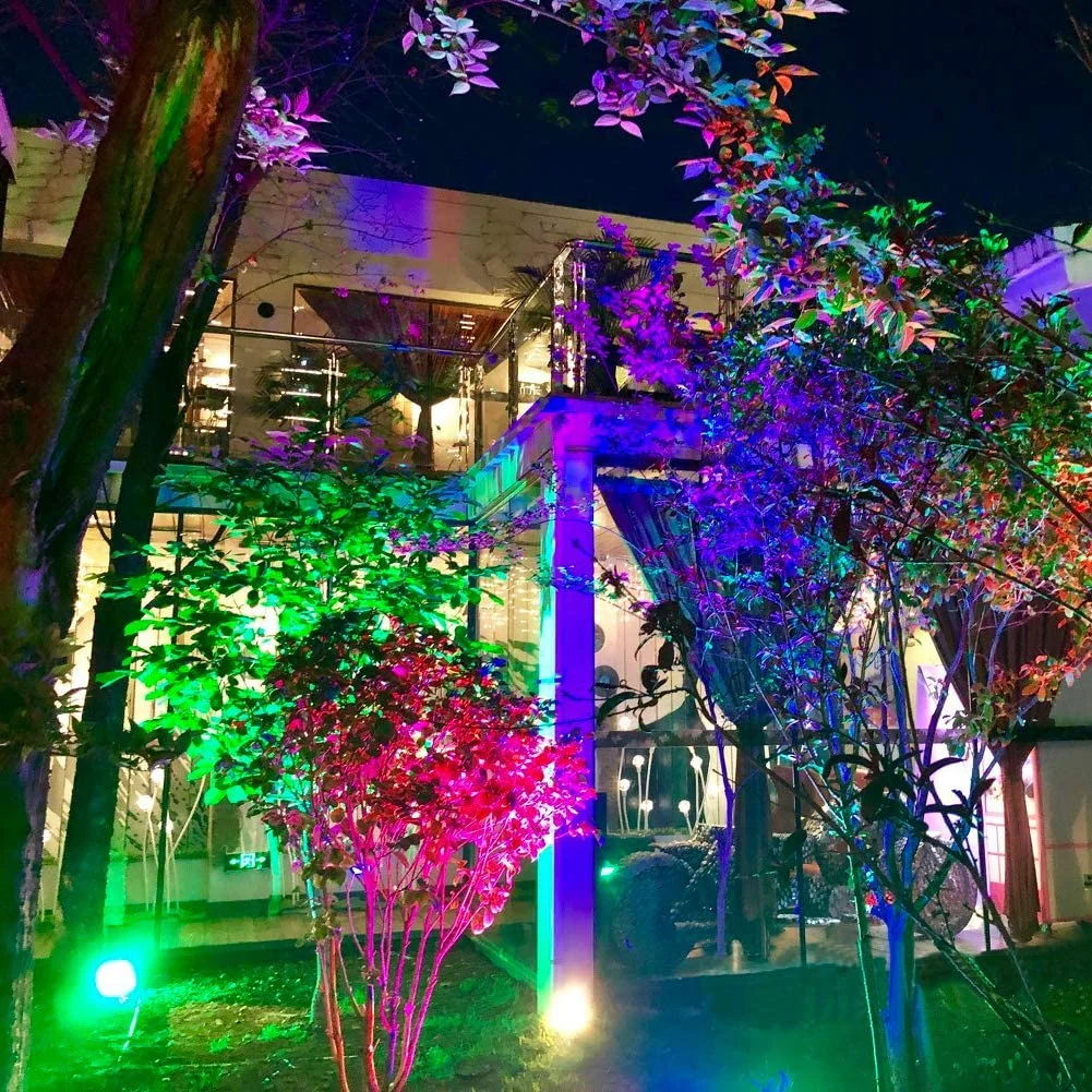 MINGFENG 10W Low Voltage Landscape Lighting RGB Color Changing LED Landscape Lights Remote Control Waterproof Garden Patio Spotlight Decorative Lamp for Outdoor Indoor(8 Pack/NO Plug)