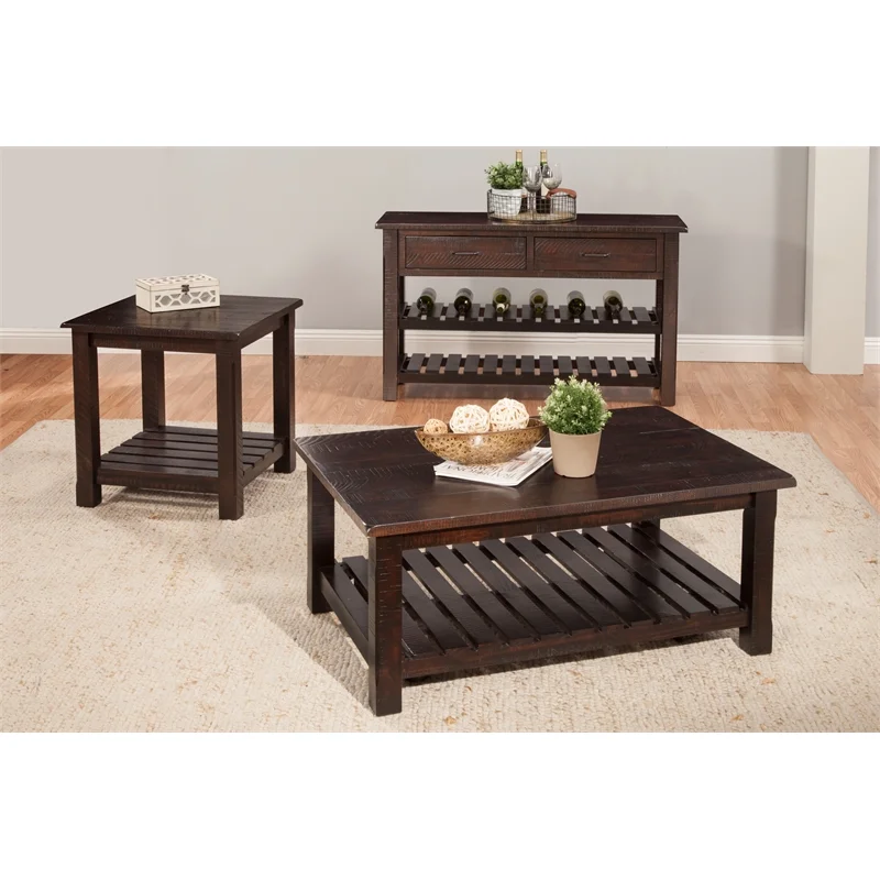 Home Square 2-Piece Set with Coffee Table & End Table in Espresso