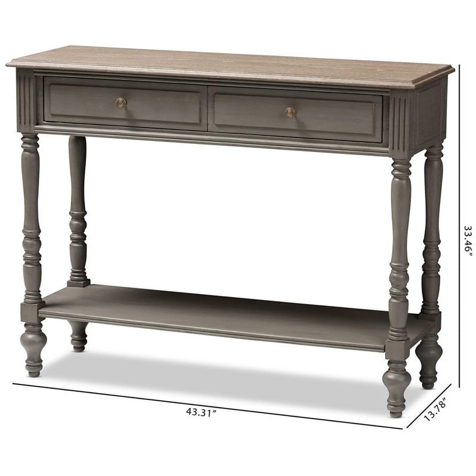 Baxton Studio Noemie 2 Drawer Console Table in Brown