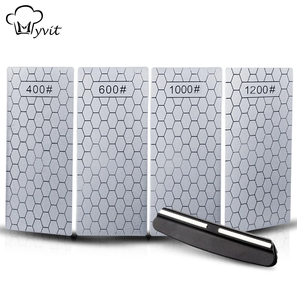 Diamond Knife Sharpening Stone Knives Sharpener for Kitchen 400＃600＃1000＃1200＃ Honeycomb Whetstone Ultra-thin Grindstone Set