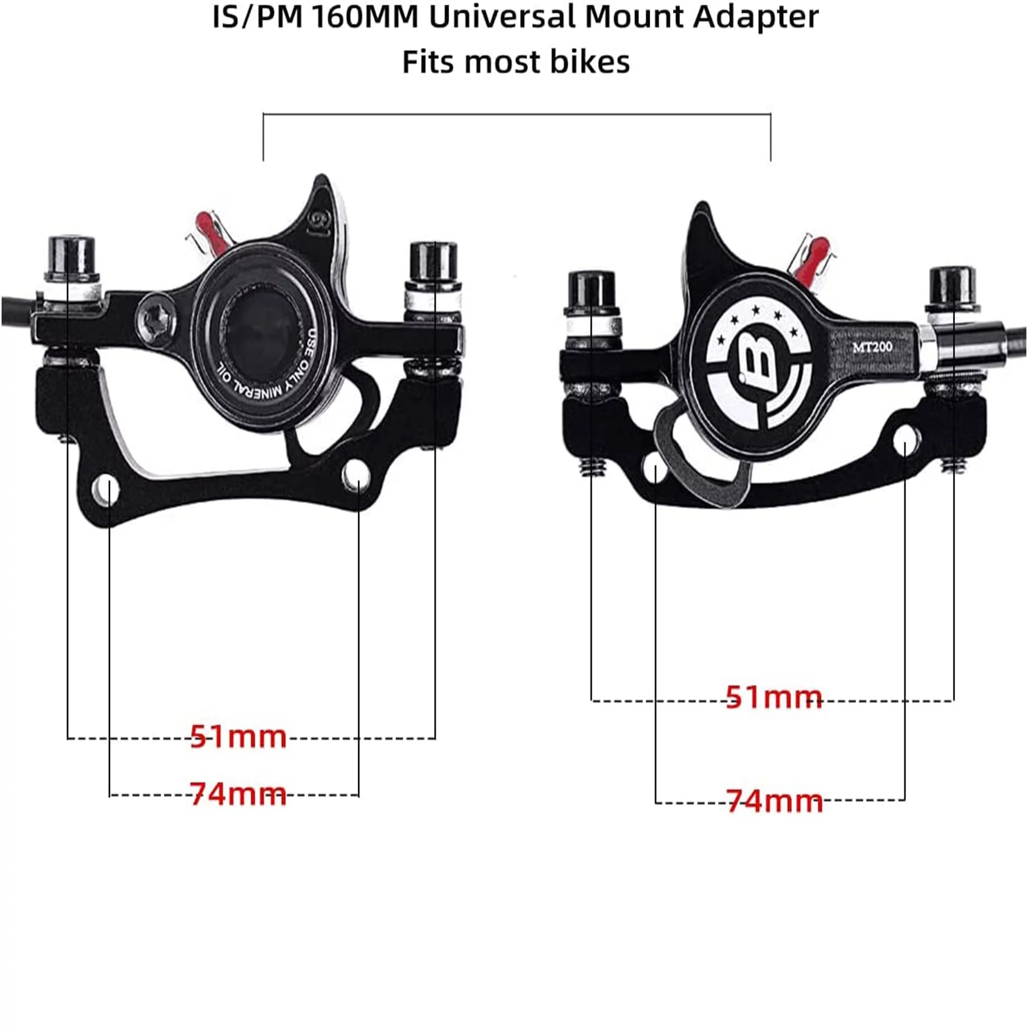 BUCKLOS MTB Bicycle Hydraulic Disc Brakes Set,Left Front Right Rear Mountain Cycling Calipers Fit E-Bikes Fat Bikes with PM/IS Adapter