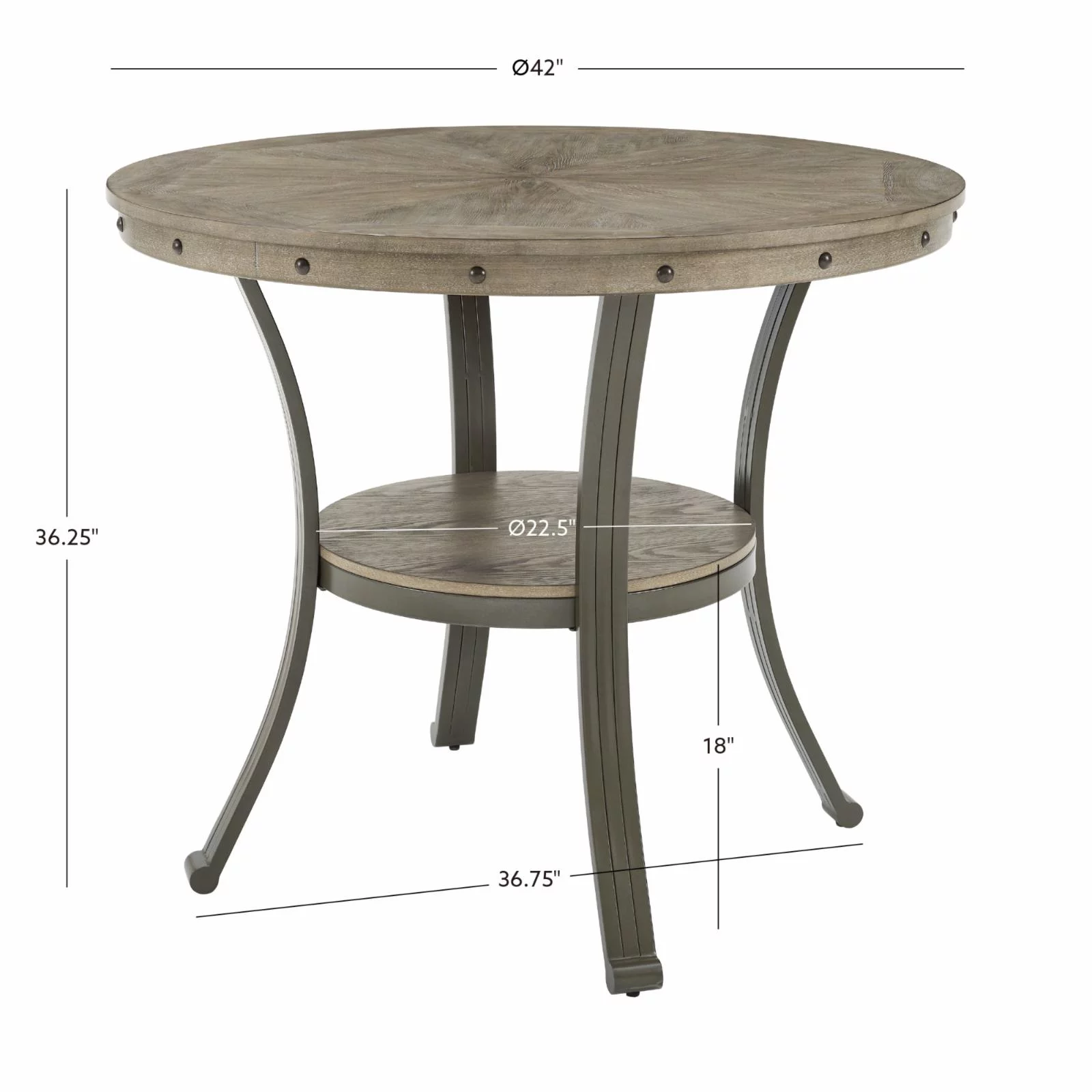 Powell Franklin 42 in. Round Pub Table - Pewter