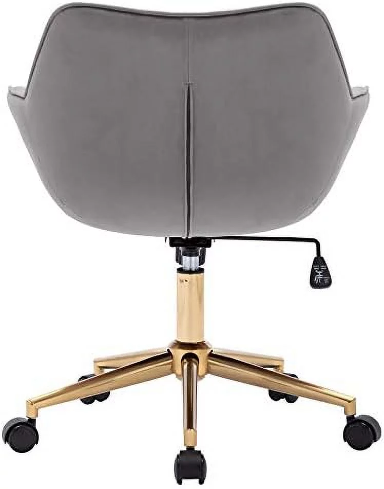 GVJMTKP Duhome  Office Chair Velvet Desk Chair with Gold Metal Base with Mid Back Cute Ergonomic Computer Desk Chair Task Chair with Arms  Wheels Adjustable Swivel 1PCS (Grey Velvet)