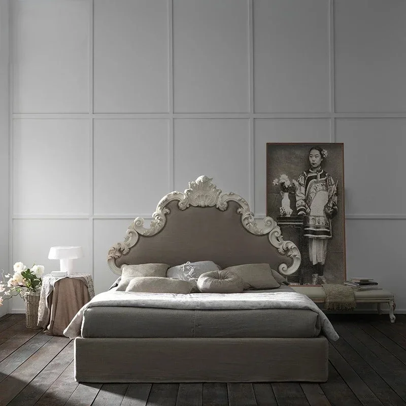 European  double  master bedroom wedding French solid wood carved princess palace luxury villa king bed