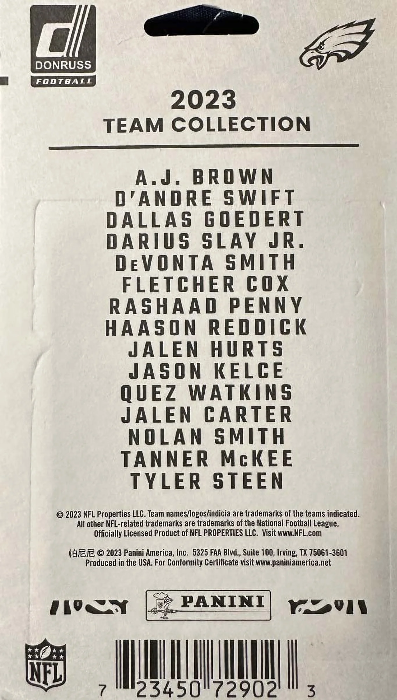 2023 Donruss Philadelphia Eagles NFL Team Collection Hanger Set