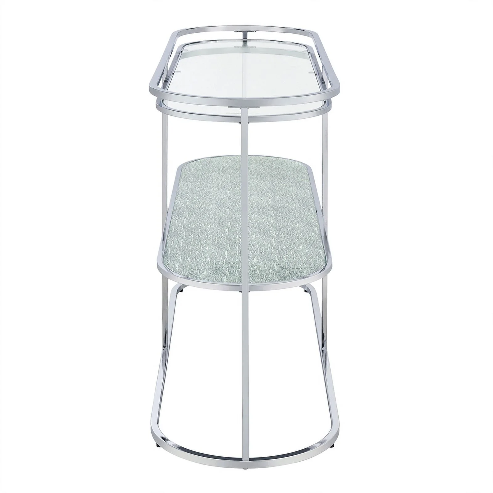 Furniture of America Ludington Metal 1-Shelf Waterfall Sofa Table in Chrome