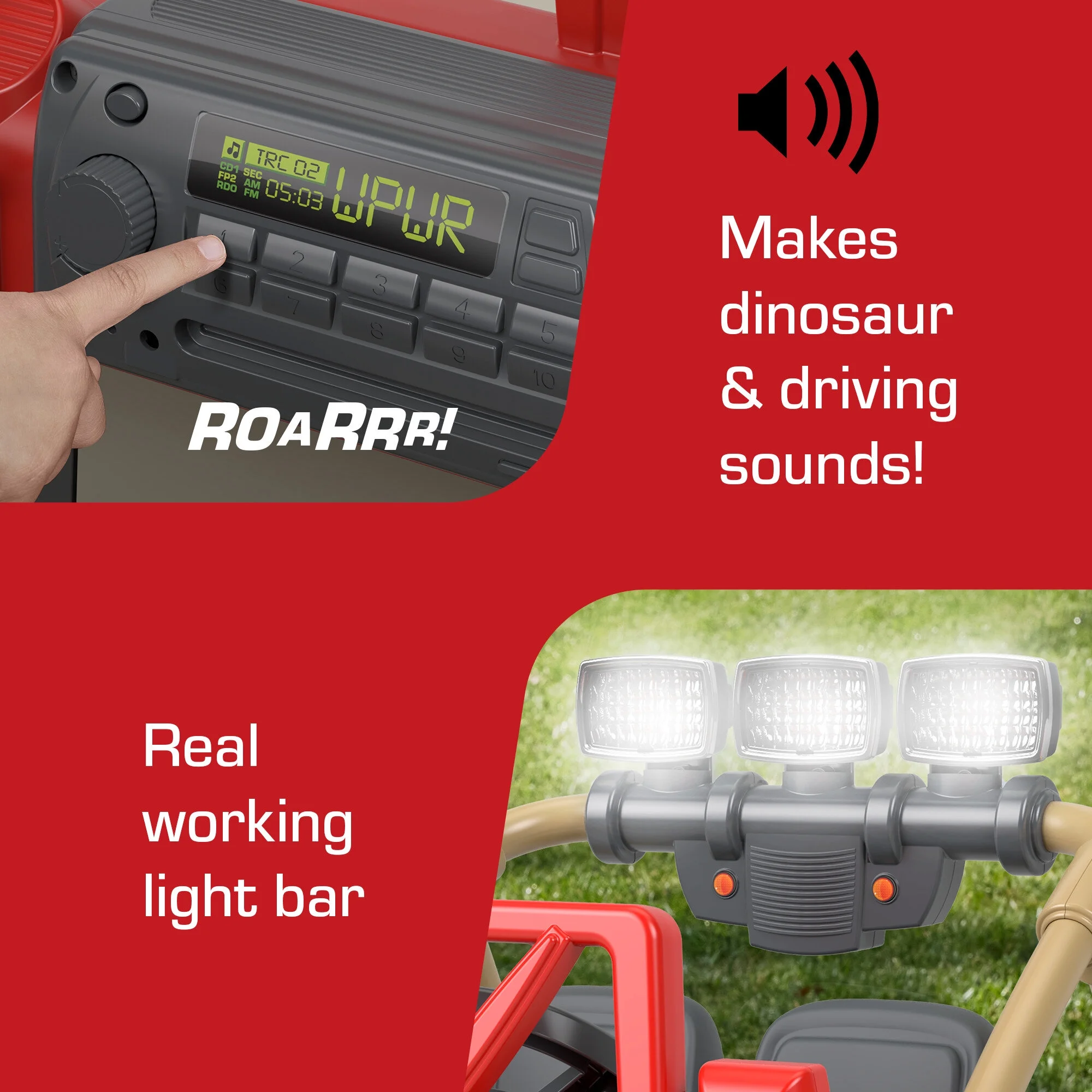 Power Wheels Jurassic Park Jeep Wrangler Battery Powered Ride-on Toy, 12 V, Max Speed: 5 mph