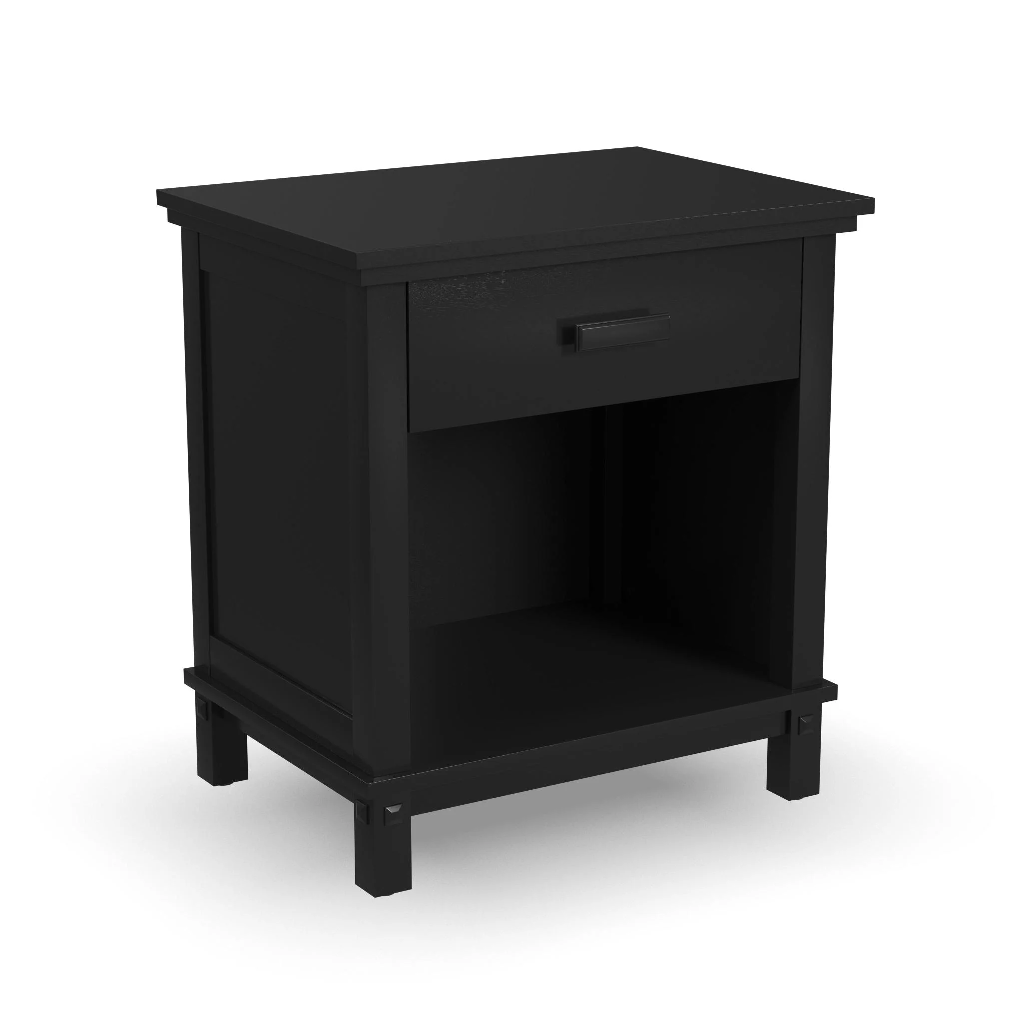 Homestyles Oak Park 1-Drawer Traditional Wood Closed Nightstand in Black