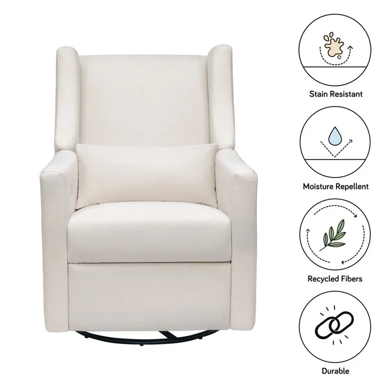 Pemberly Row Glider Recliner w/ Electronic Control in Cream Eco-Weave