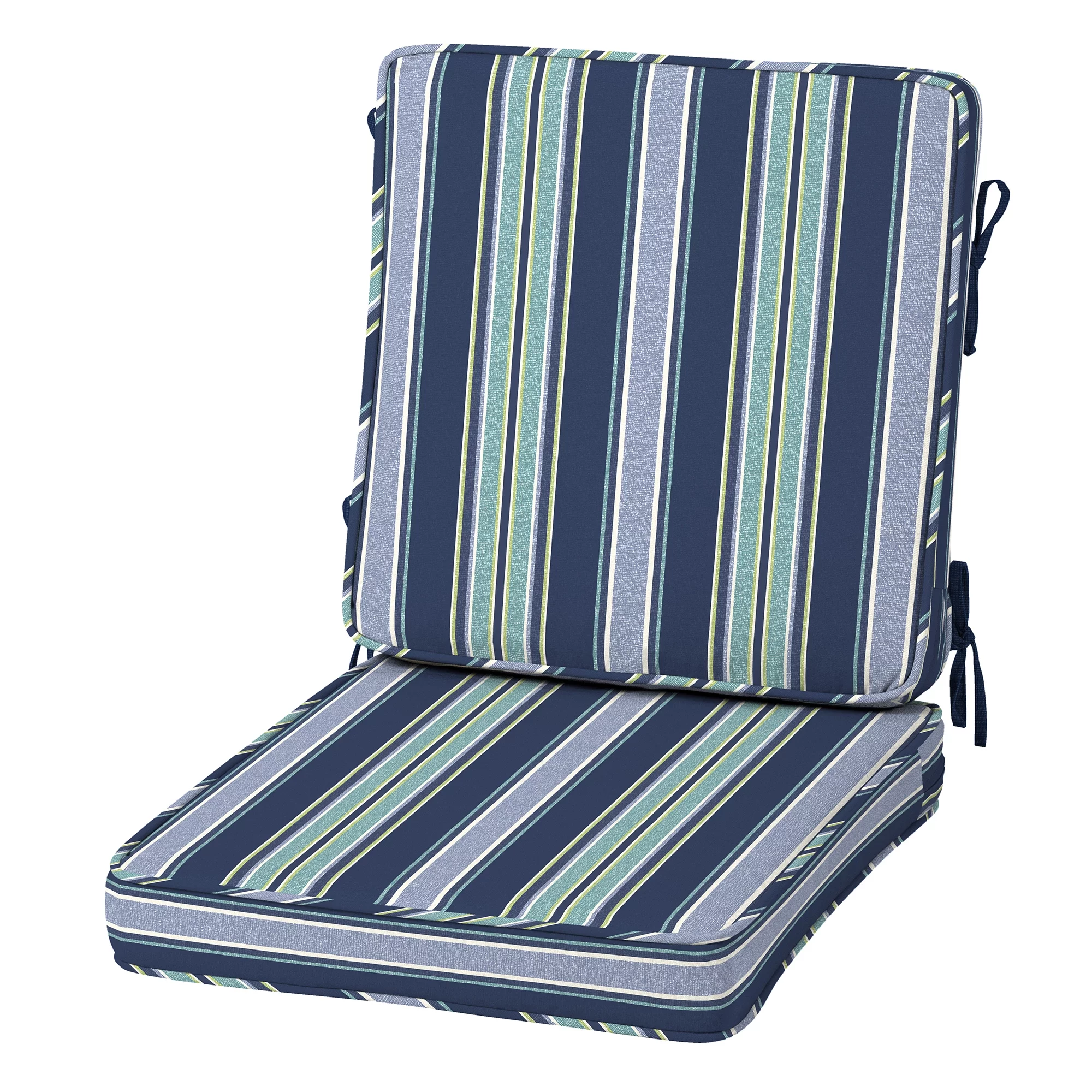 Arden Selections Modern Outdoor Dining Chair Cushion 20 x 20, Sapphire Aurora Blue Stripe
