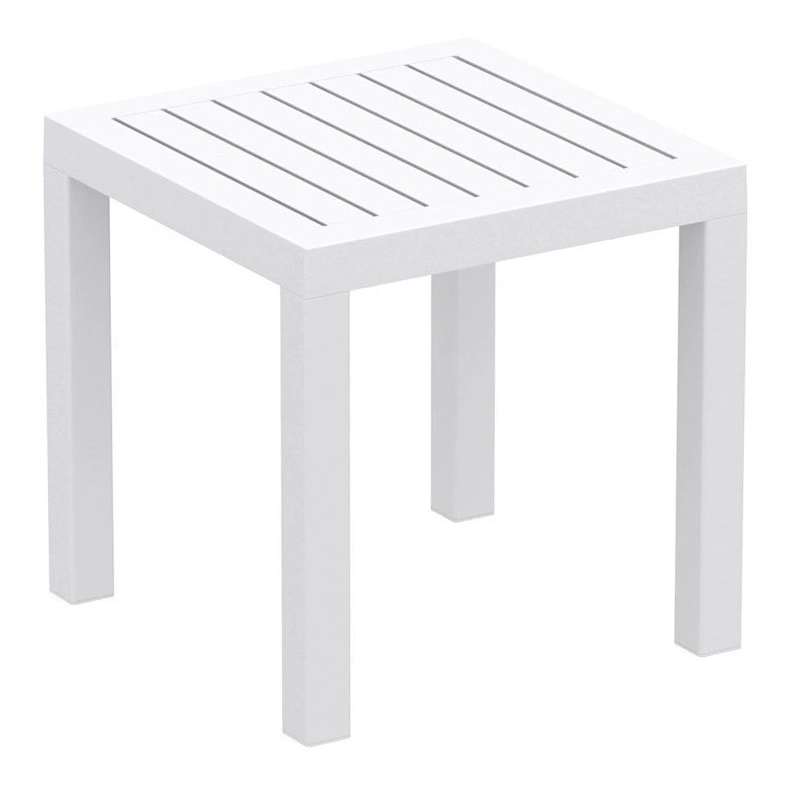 Home Square 2 Piece Square Resin Patio Side Table Set in White