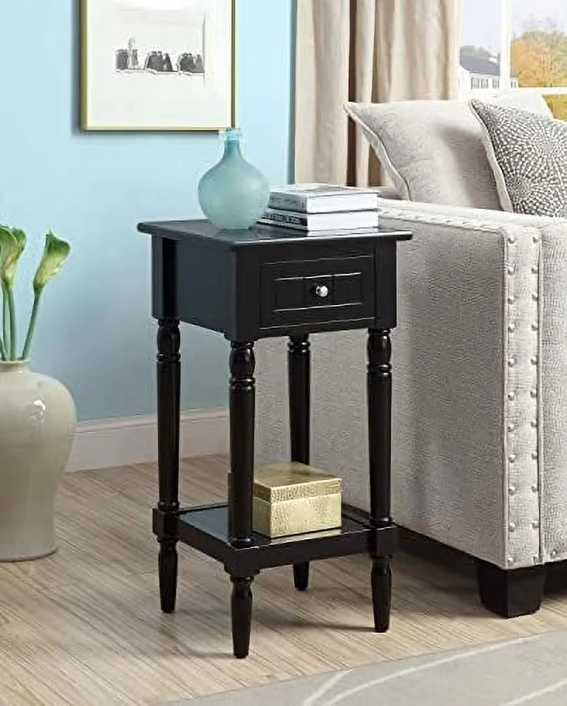 JDZHAPPYLIFE French Country Khloe 1 Drawer Accent Table with   Black
