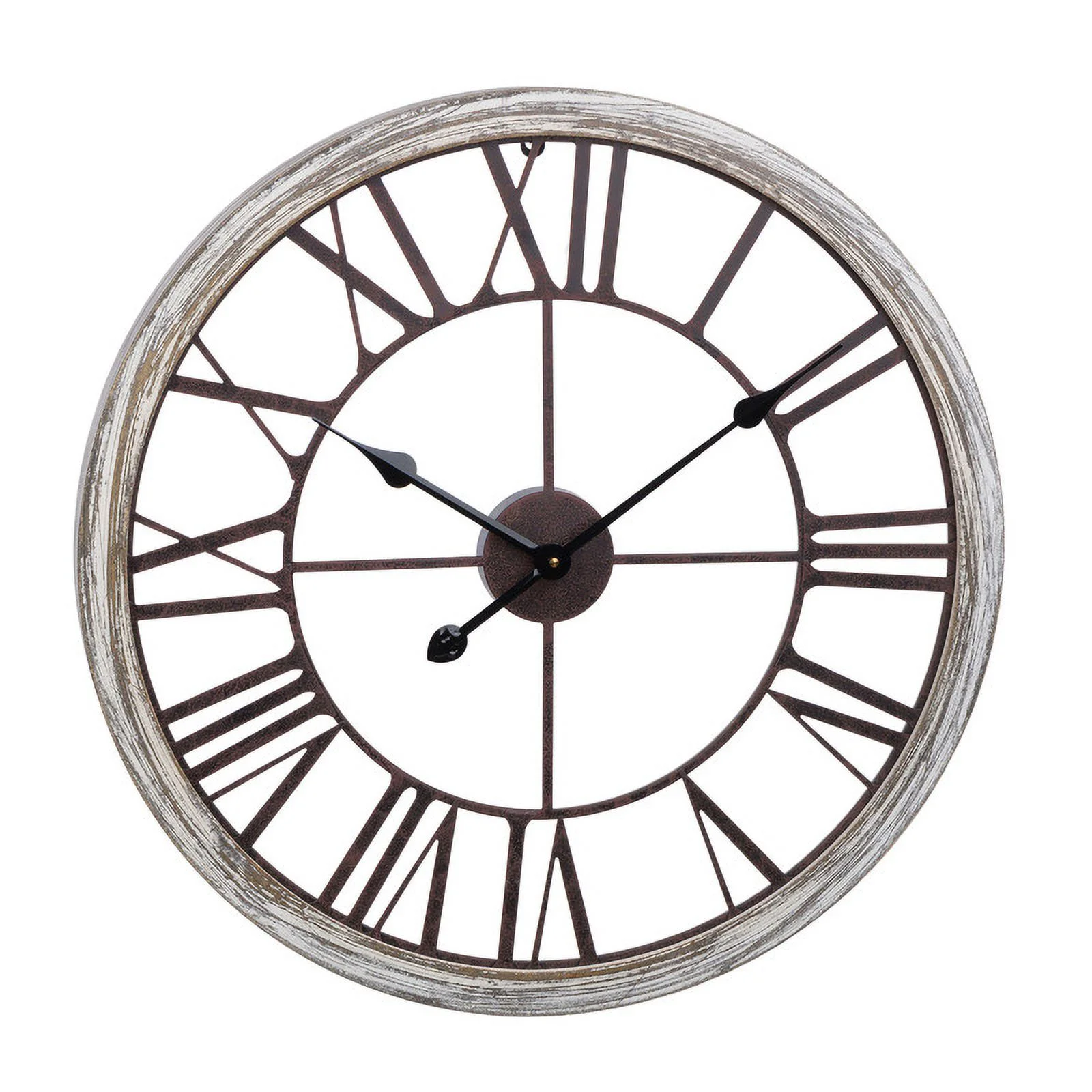 Calista Round Distressed Modern Farmhouse Wall Clock