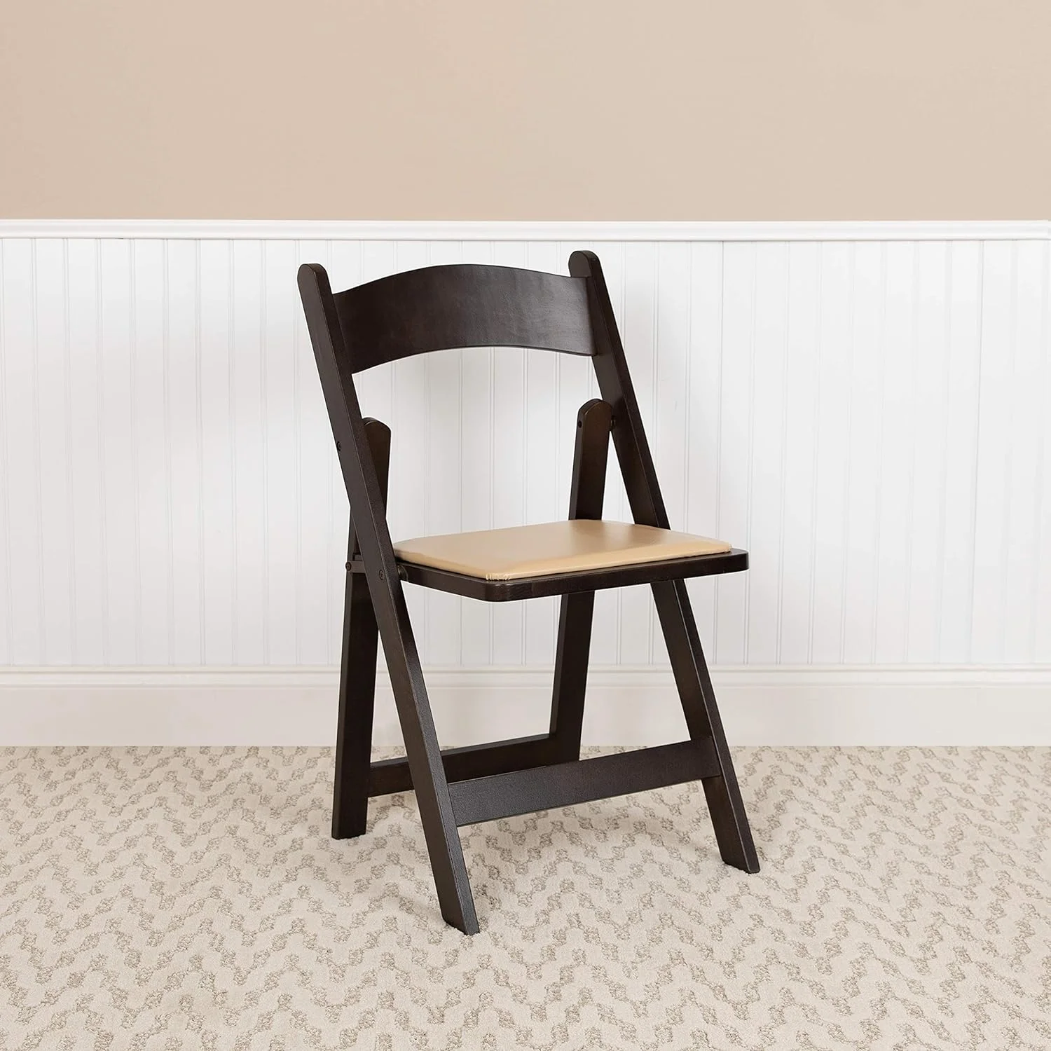 EMMA + OLIVER Chocolate Wood Folding Chair with Detachable Vinyl Padded Seat
