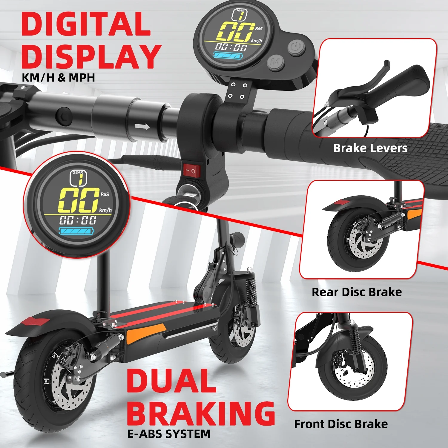 JUEXING Foldable Electric Scooter, 35 Miles Long Range, 1000W Motor 31.5 MPH, Commuter E Scooter with Seat