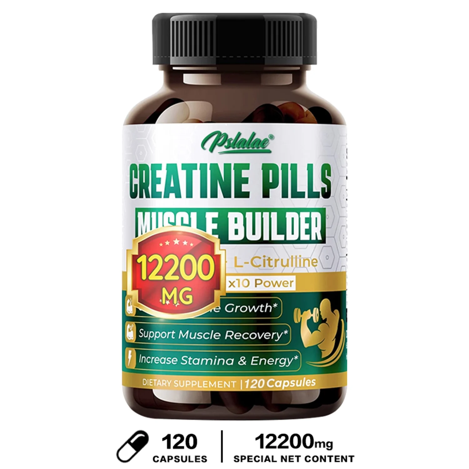 Pslalae Creatine Monohydrate - Energy & Endurance, Muscle Health, Testosterone Booster(30/60/120pcs)