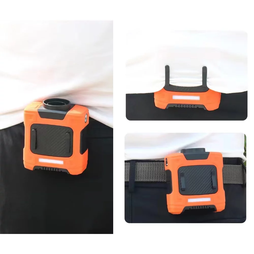 Radirus Battery Powered Cooling Fan, Portable Waist Clip Fan Necklace Fan with 3 Wind Speeds LED Light, Must-Have for Workers Farm Fishing Camping Hiking