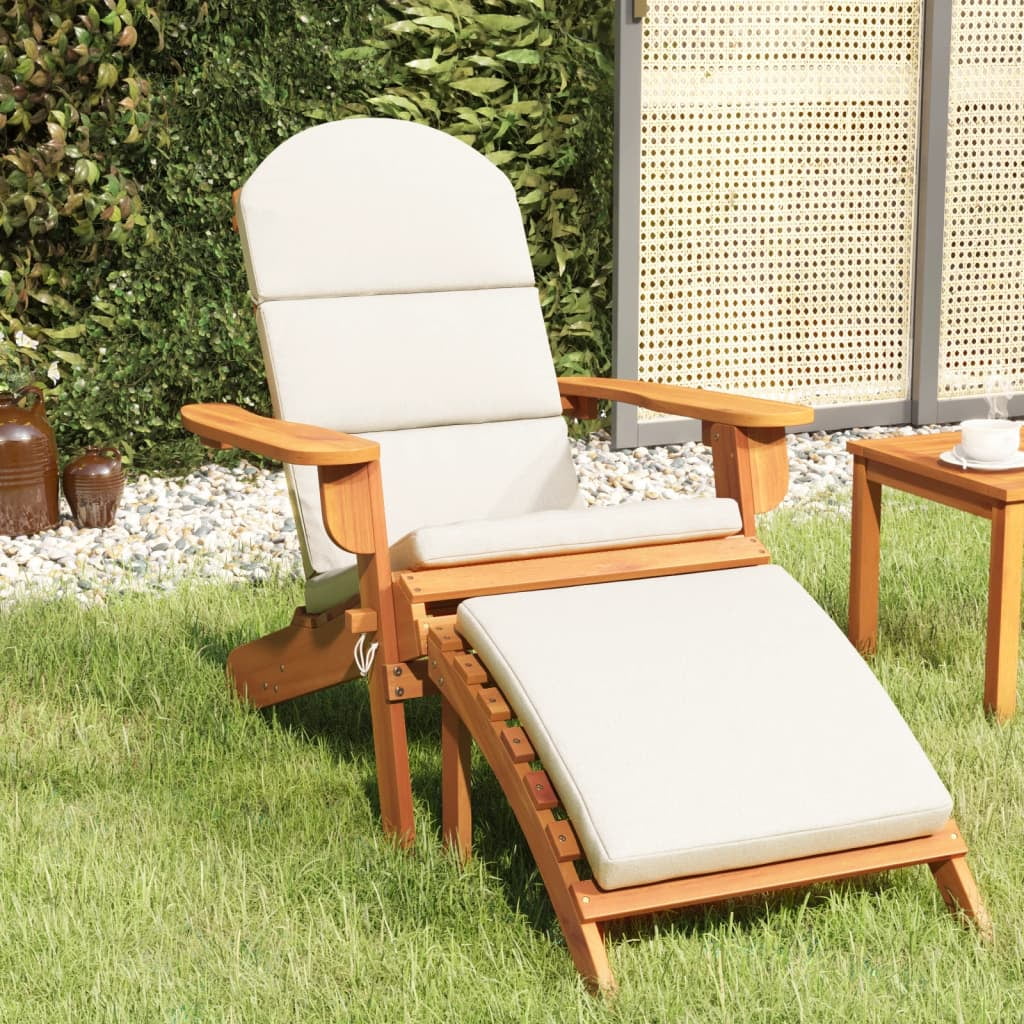 Tomshoo Adirondack Patio Chair with Footrest Solid Wood Acacia