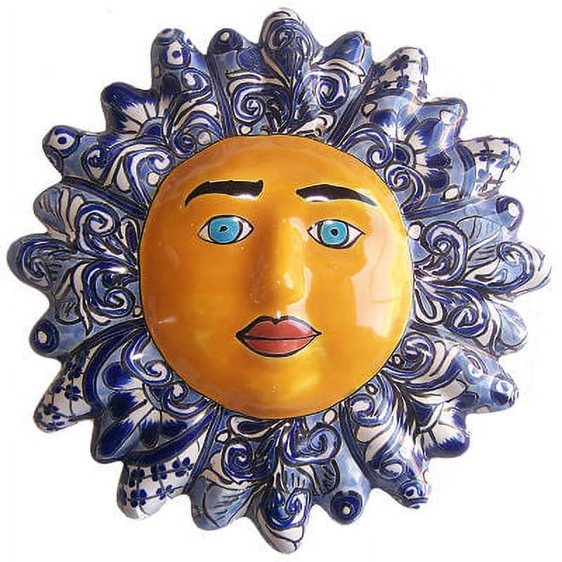 Blue Talavera Ceramic Sun Face