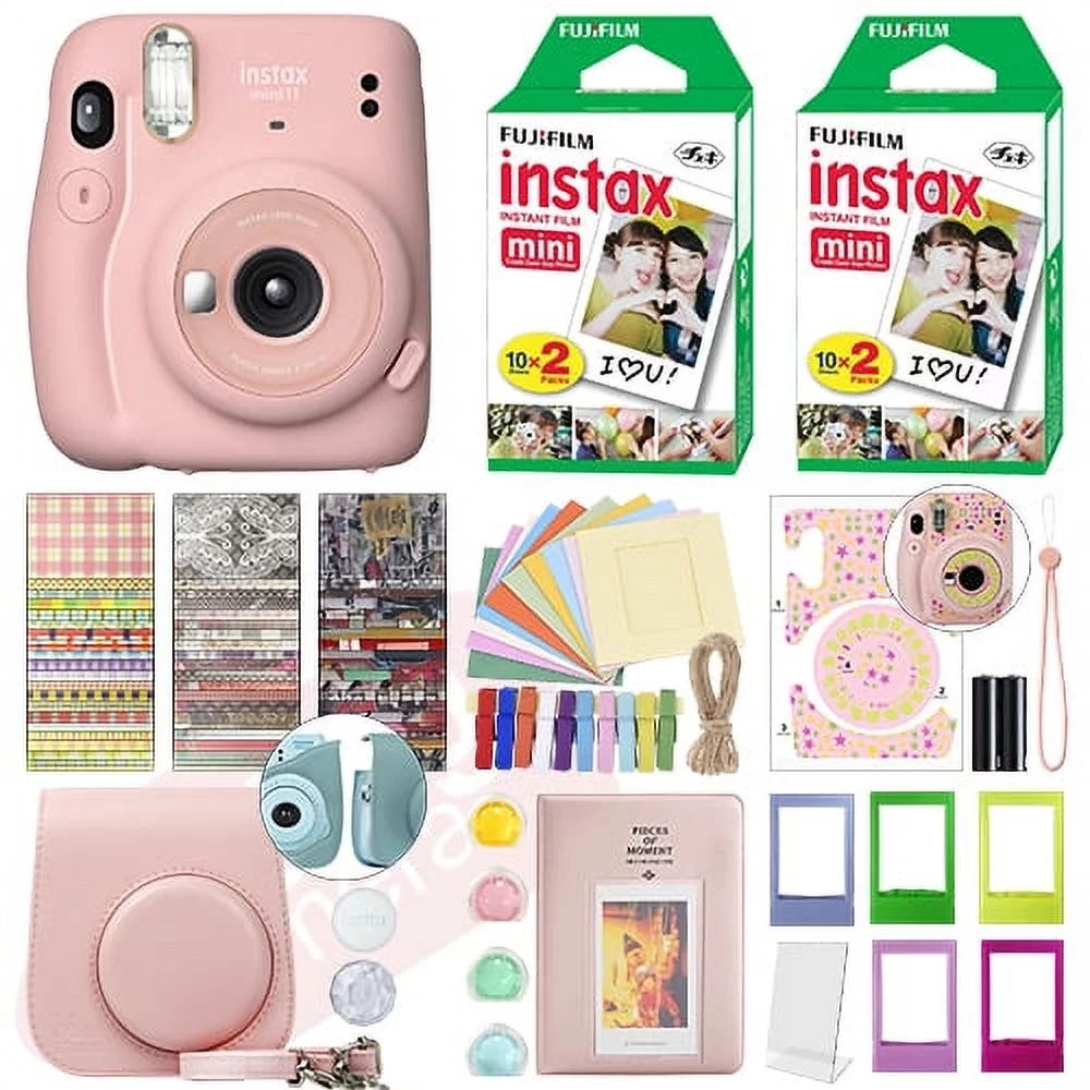 Fujifilm Instax Mini 11 Instant Fuji Film Camera Blush Pink + 40 Film Deluxe Bundle