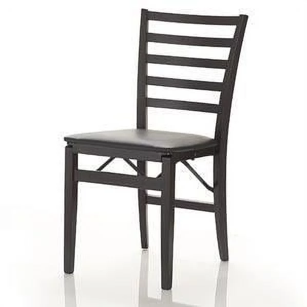 COSCO Contoured Back Wood Folding Chair with Vinyl Seat, Espresso, 2-Pack