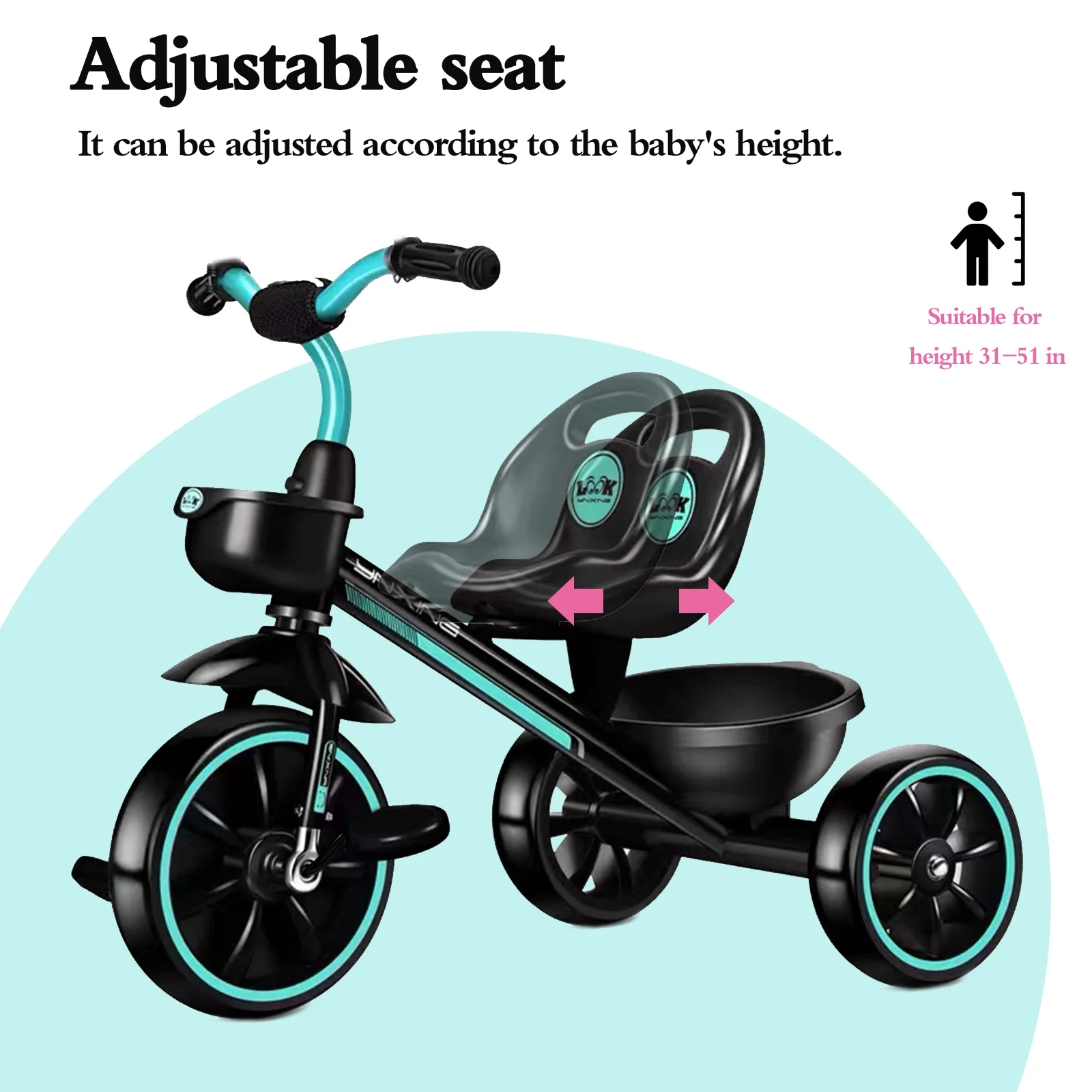 Toddler Tricycle, Kids Tricycles For 3-5 Year Olds, Adjustable Seat, Toddler Tricycle Kids Trikes Tricycle,Gift & Toys For Boy & Girl