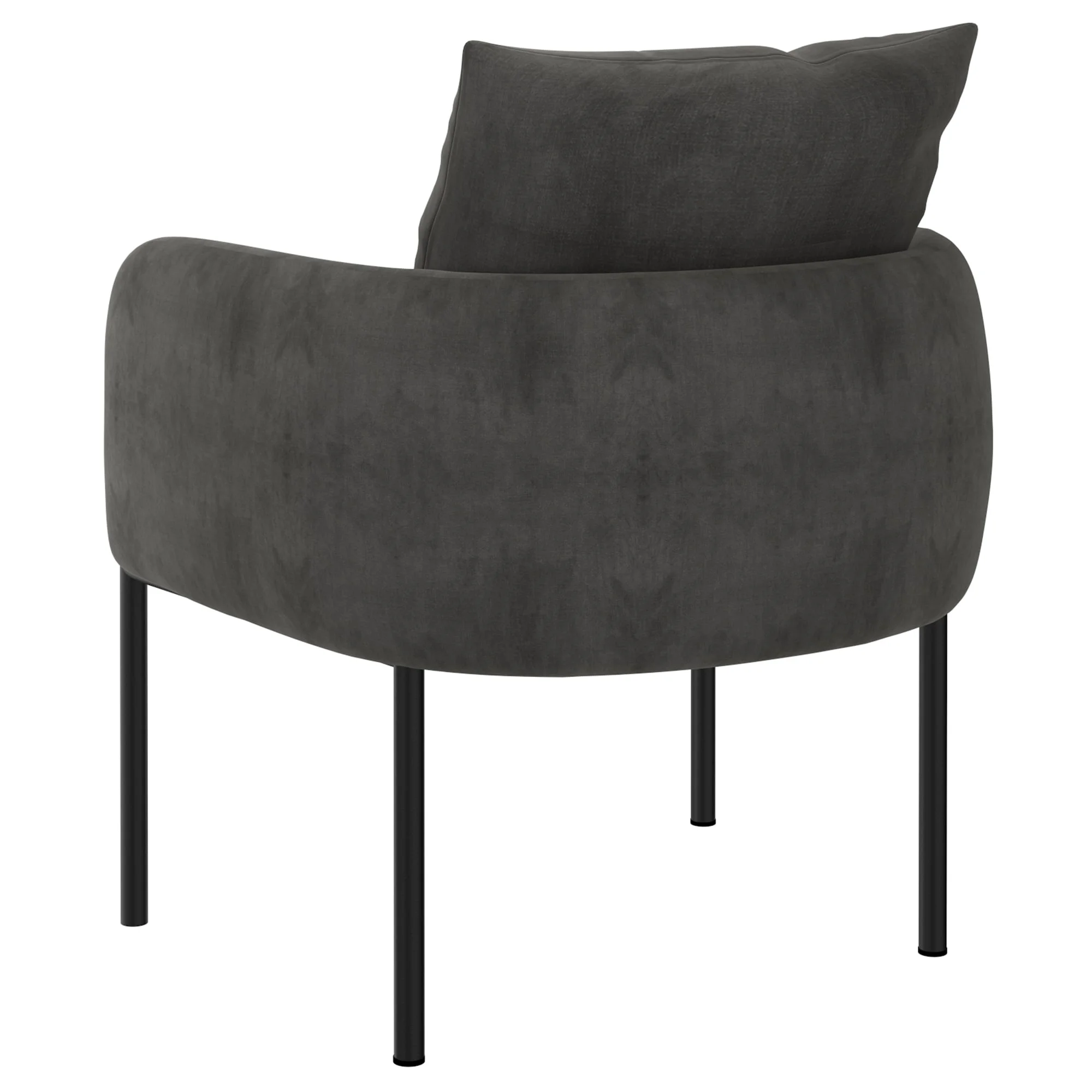 Modern Upholstered Accent Chair Tuxedo Arms Low Back Barrel Chair Charcoal