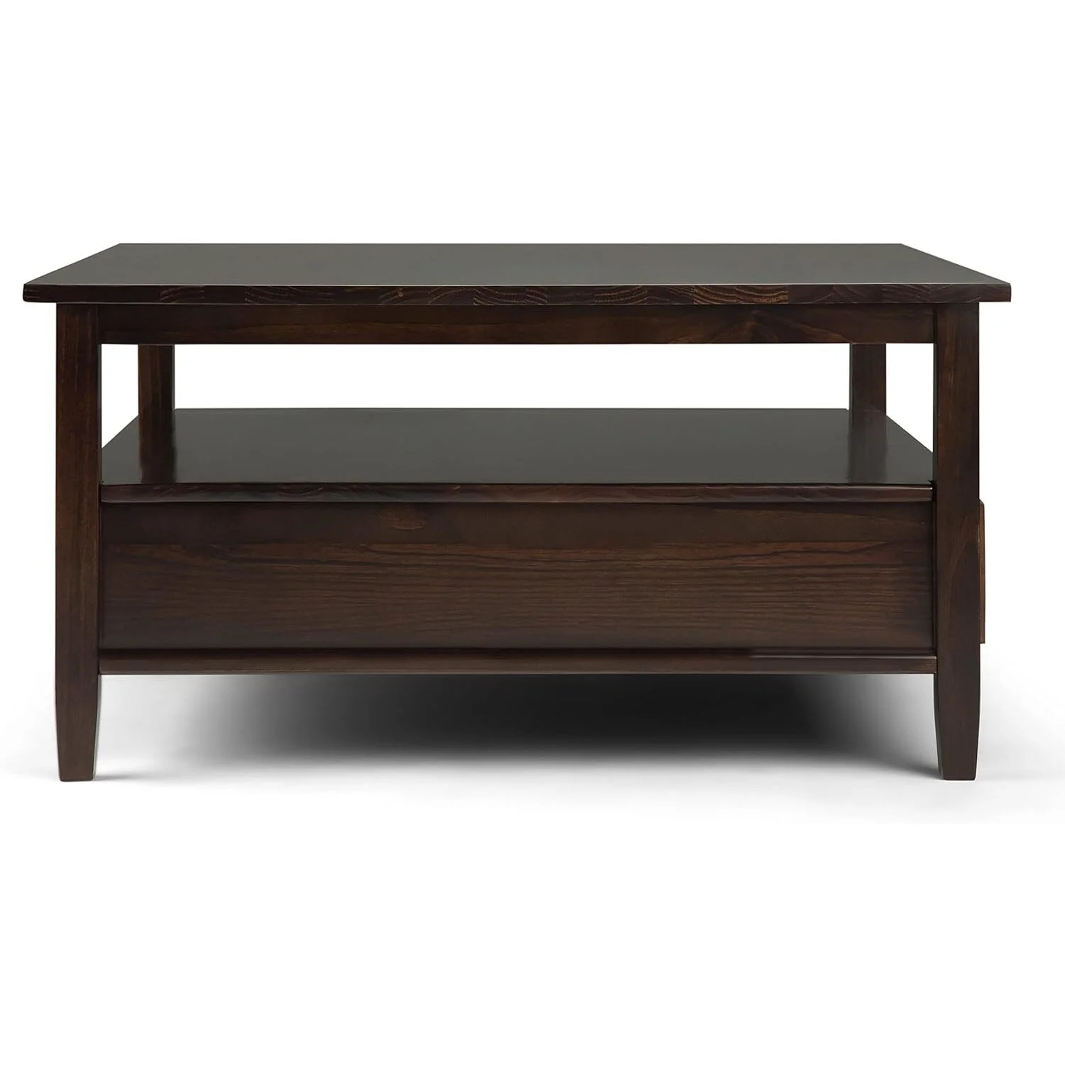 HomeStock Urban Oasis Solid Wood 36 Inch Wide Square Transitional Coffee Table In Tobacco Brown