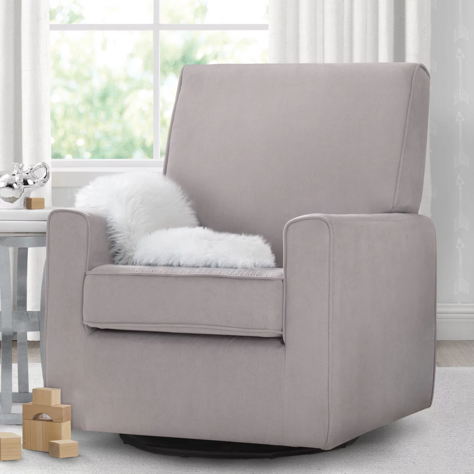 Delta Children Ava Nursery Glider Swivel Rocker Chair, Gray