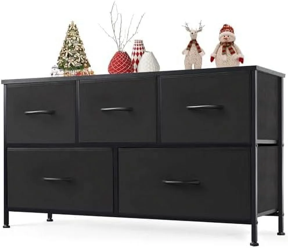 RSJIWOGZ Dresser for Bedroom  Fabric Dresser with 8 Drawers  Tall Double Dresser  Chest of Drawers for Closet  Living Room  Sturdy Steel Frame  Wooden Top  Easy Pull Handle  Rustic Brown