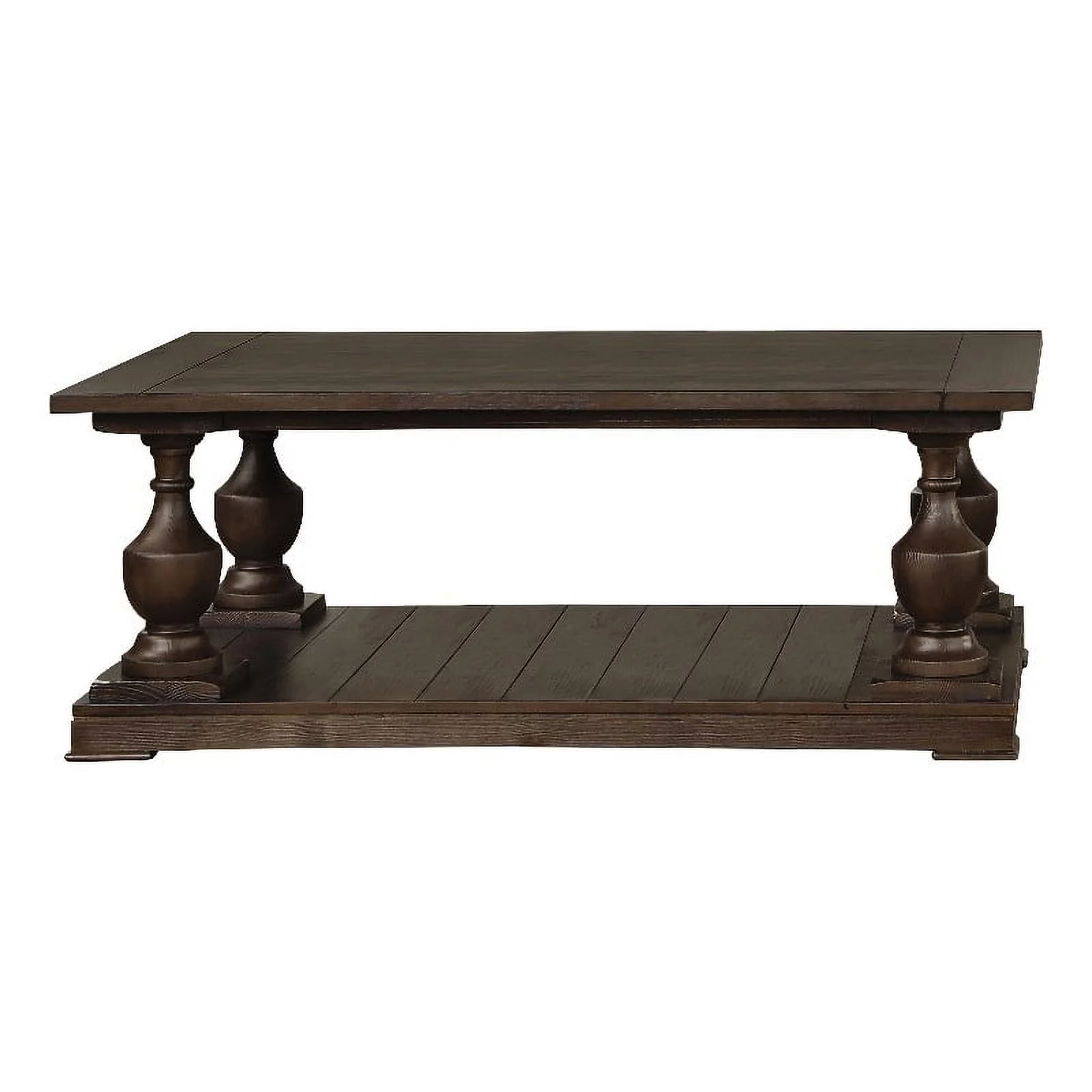 Pemberly Row Traditional Wood Rectangular Coffee Table with Shelf in Coffee