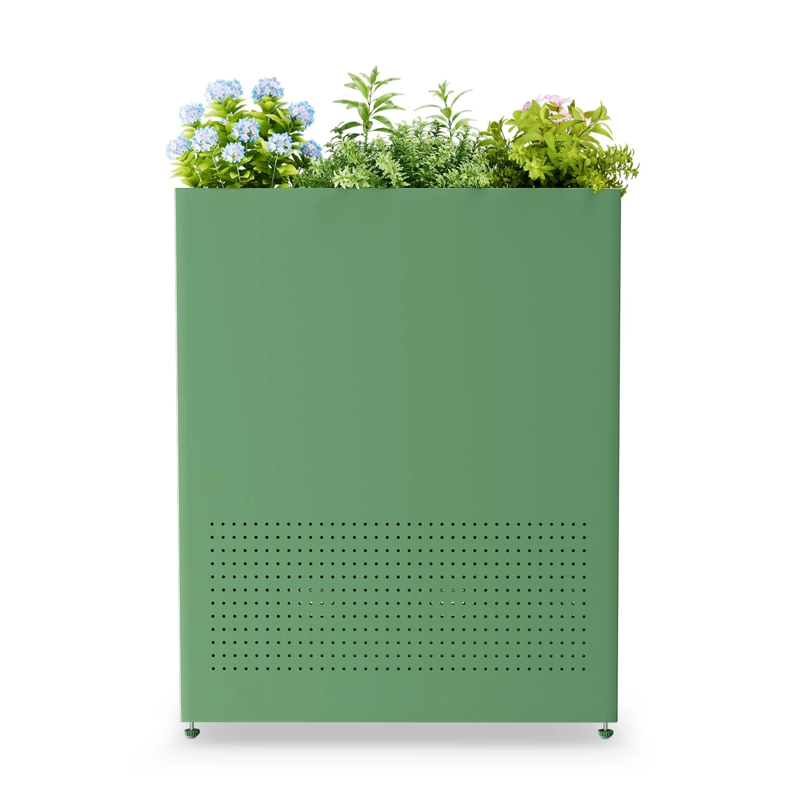 Efurden Planter Box, Outdoor Metal Plant Pot, Decoration Fence Area Separation for Restaurant Backyard Porch and Deck (Green, 1pc)