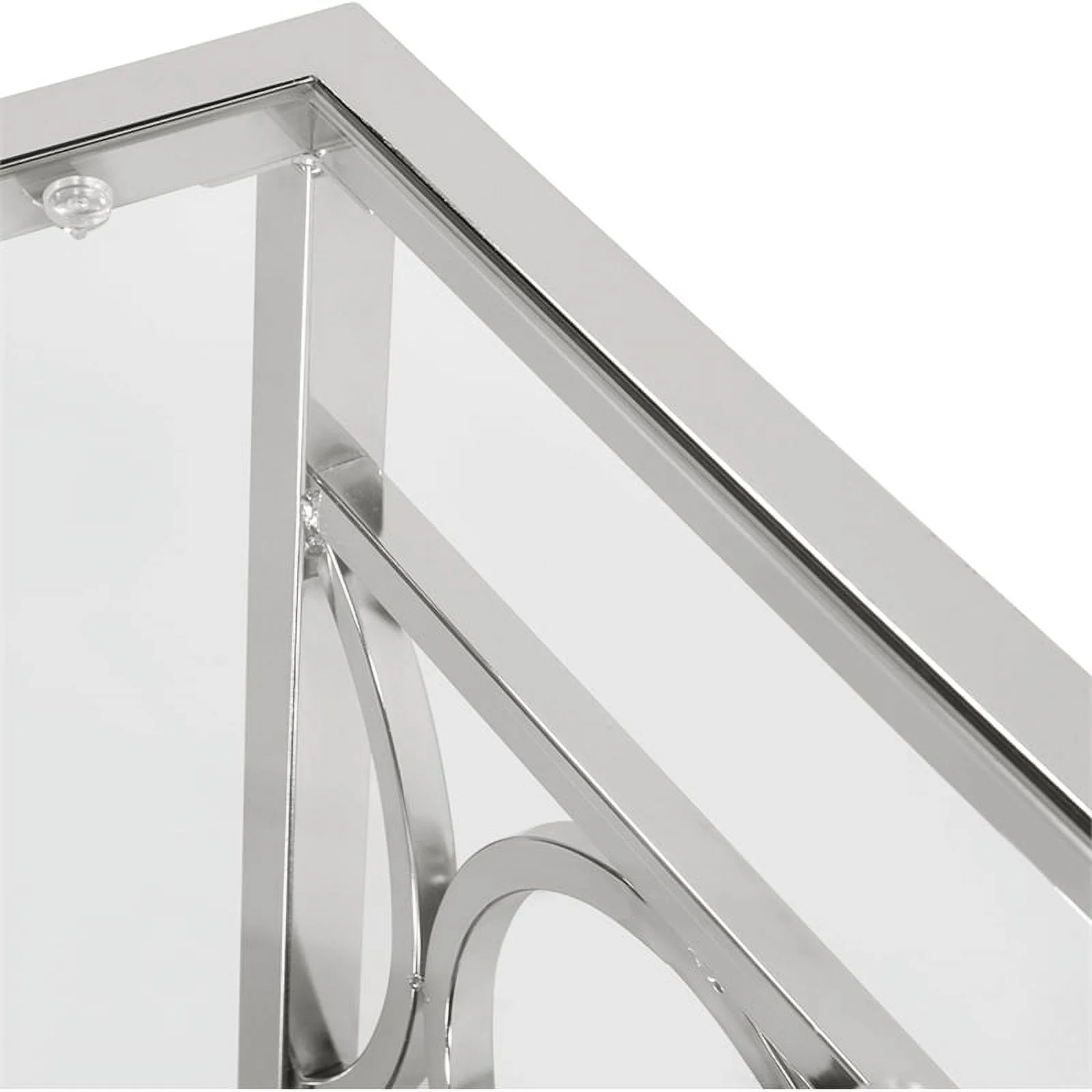 Furniture of America Beller Metal 1-Shelf Console Table in Silver Chrome