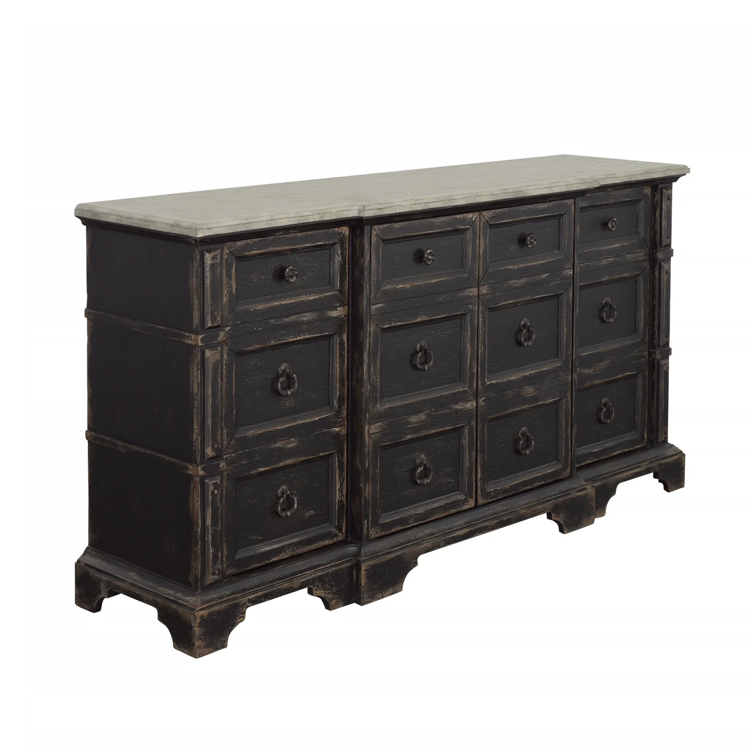 Coast to Coast Voltair Distressed Black and Grey Four Door Credenza
